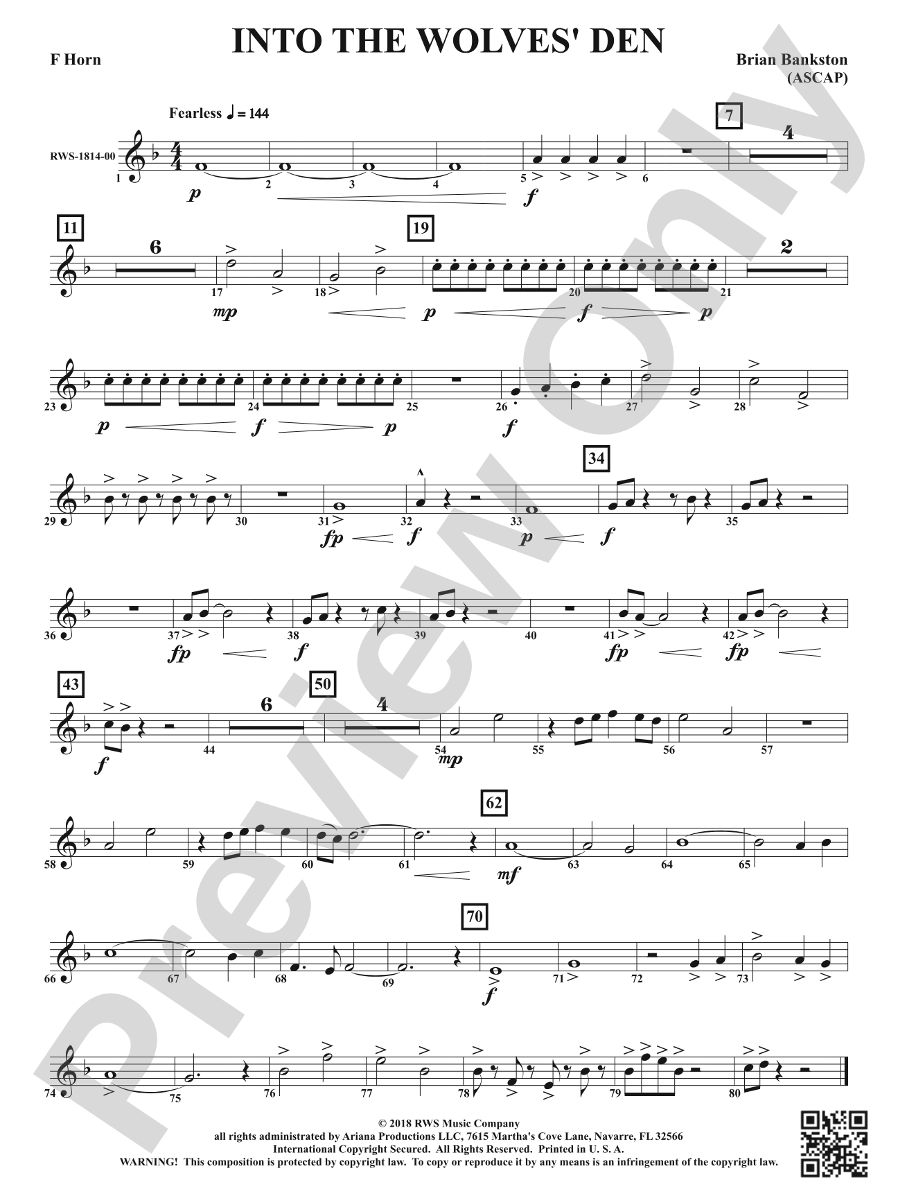 Into the Wolves' Den: 1st F Horn