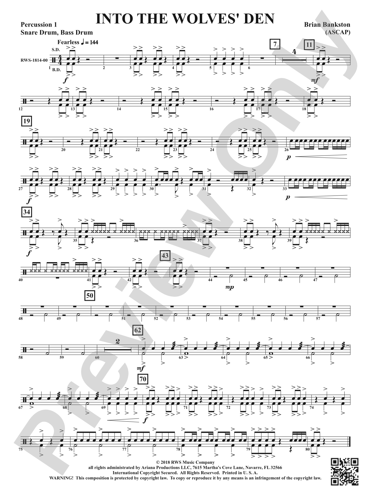 Into the Wolves' Den: 1st Percussion