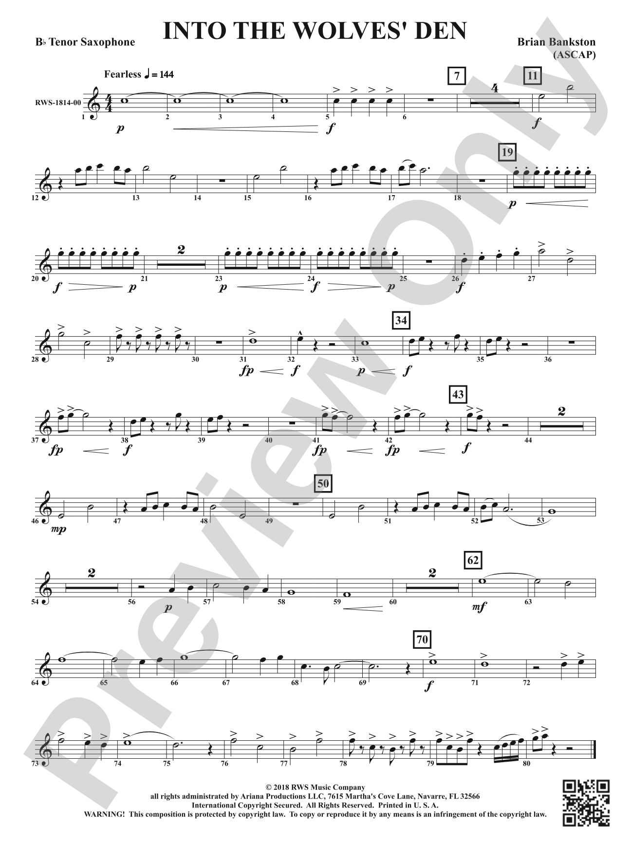 Into the Wolves' Den: B-flat Tenor Saxophone