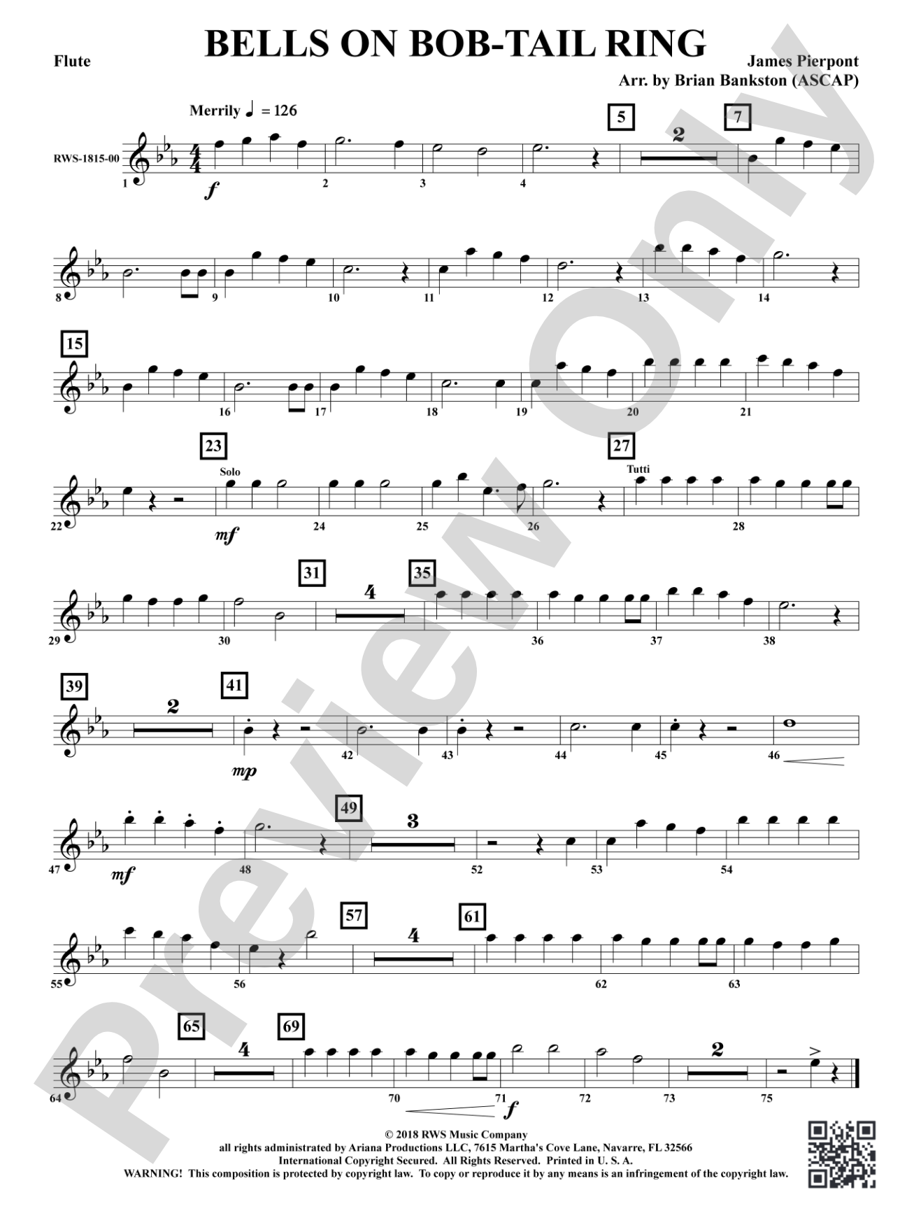 Bells on Bob-Tail Ring: 1st Flute
