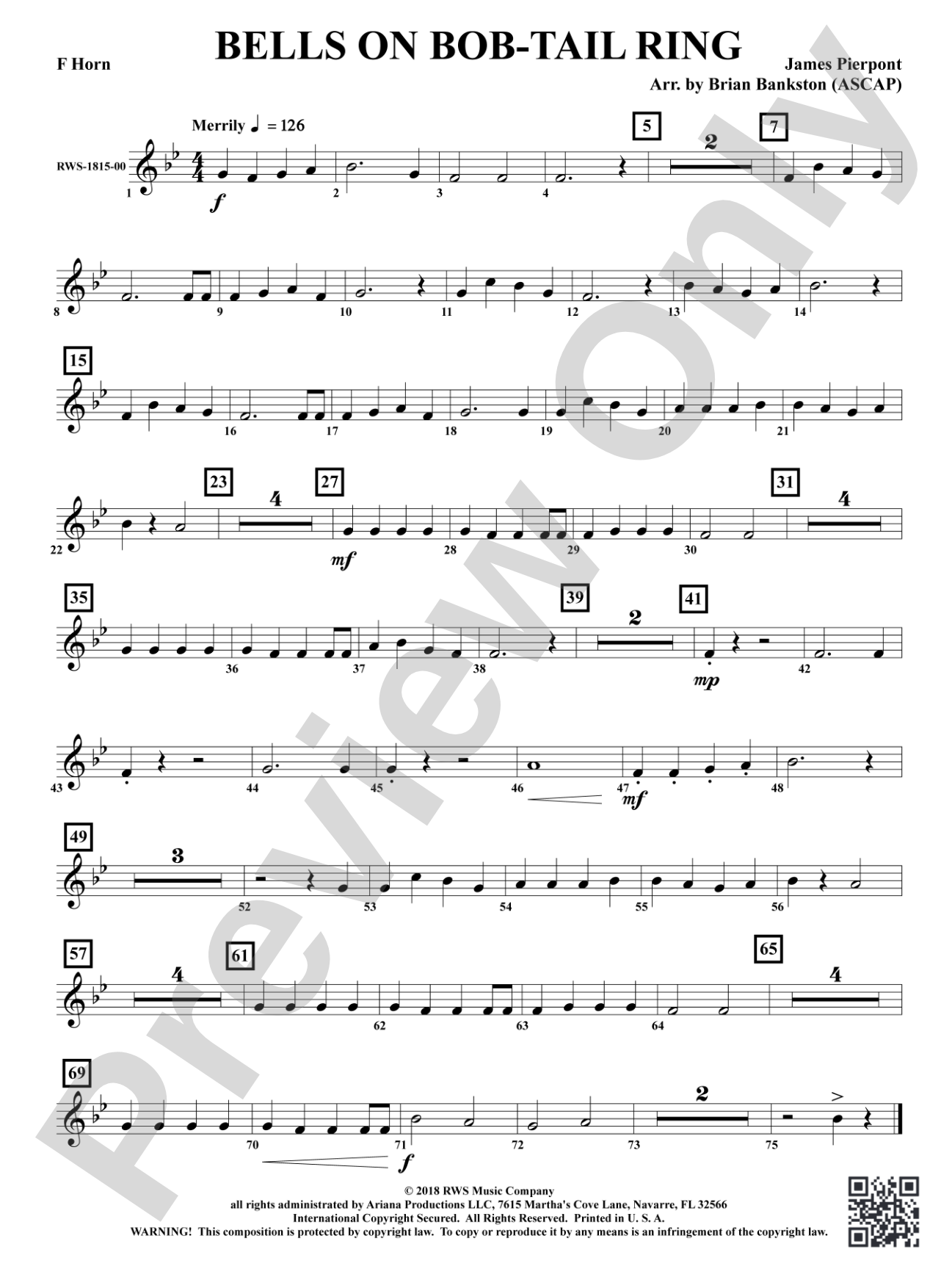 Bells on Bob-Tail Ring: 1st F Horn
