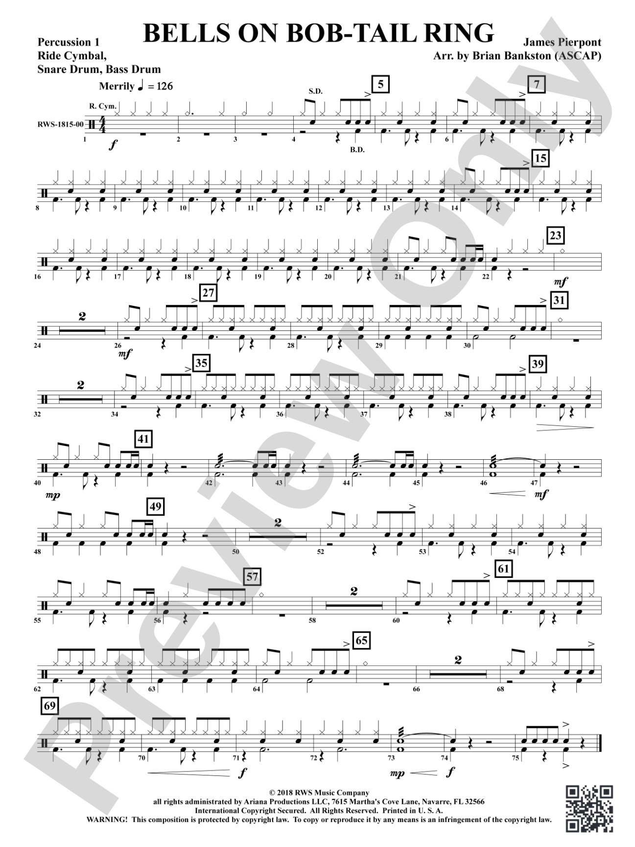 Bells on Bob-Tail Ring: 1st Percussion