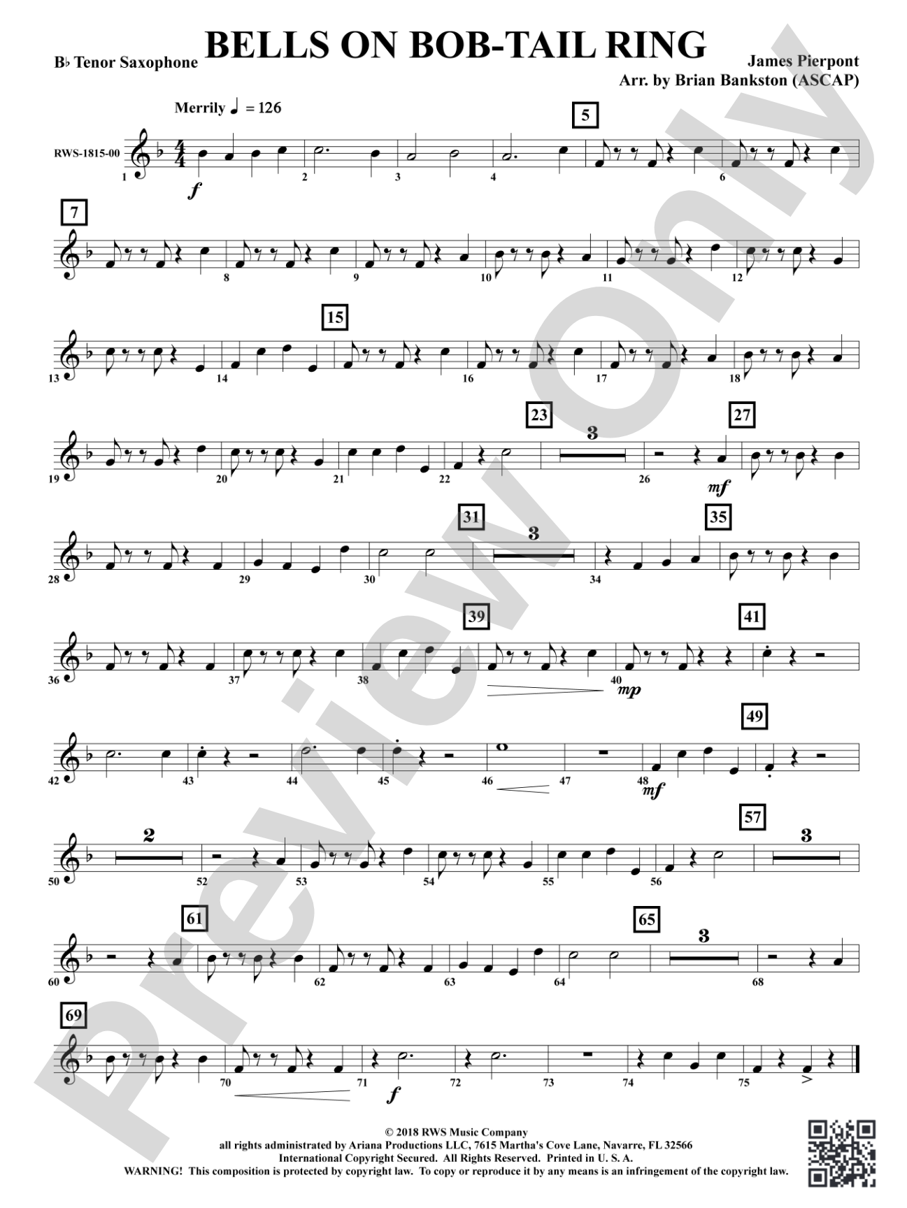 Bells on Bob-Tail Ring: B-flat Tenor Saxophone