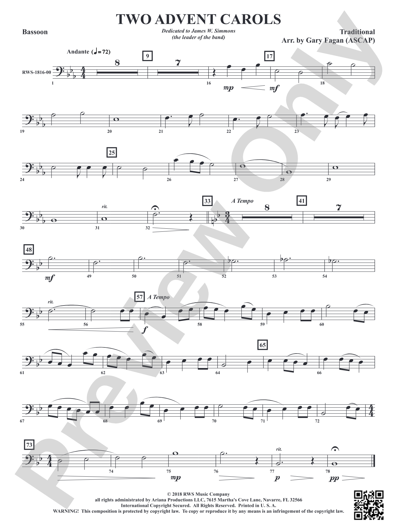 Two Advent Carols: Bassoon