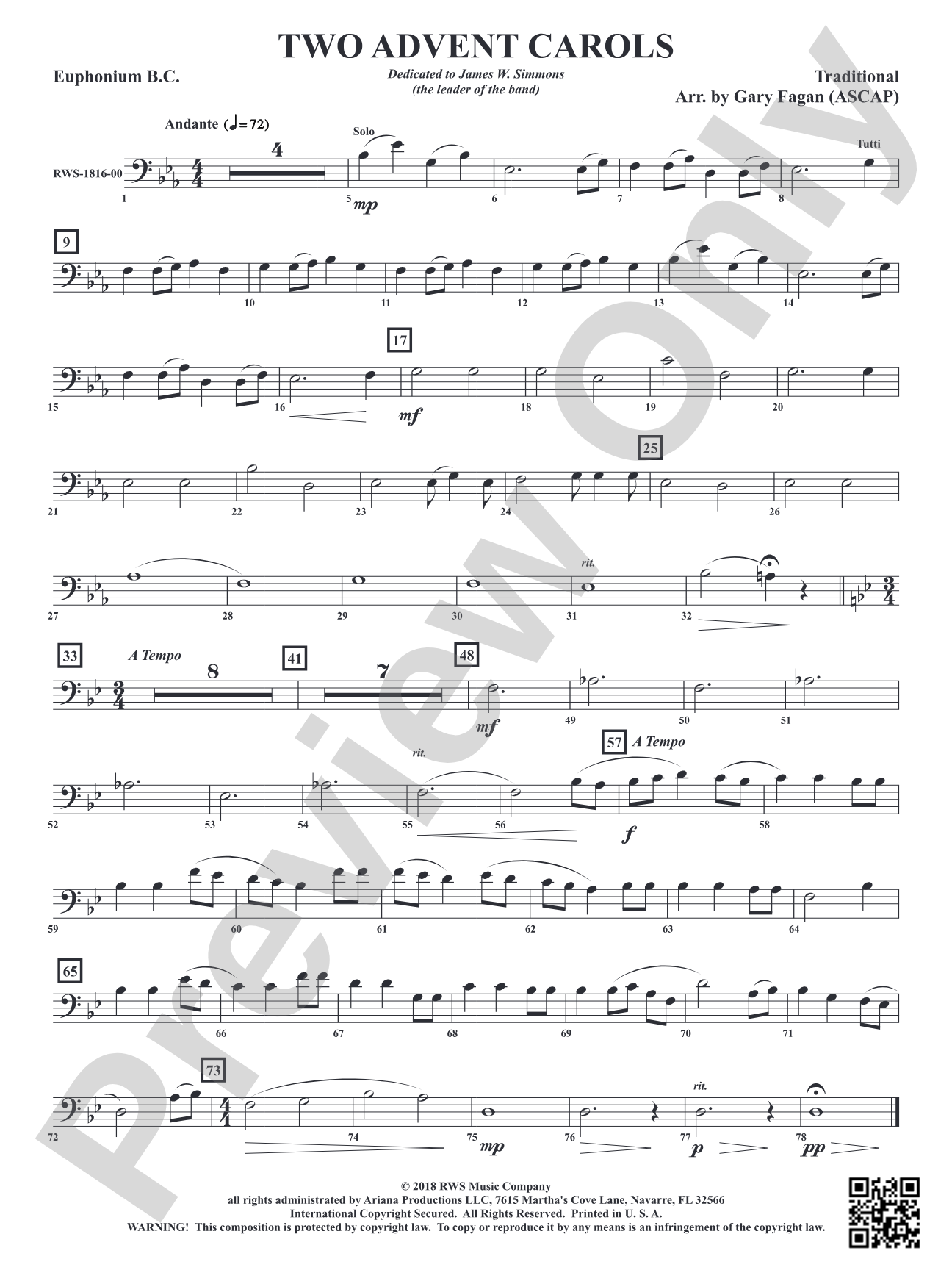 Two Advent Carols: Baritone B.C.