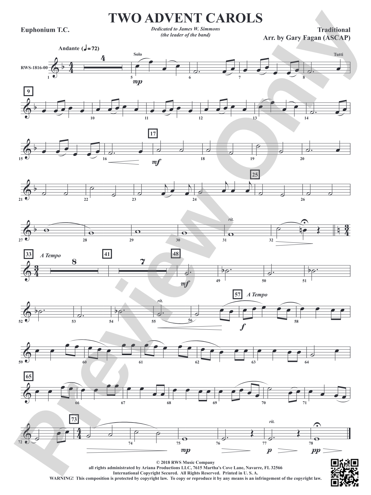 Two Advent Carols: Baritone T.C.