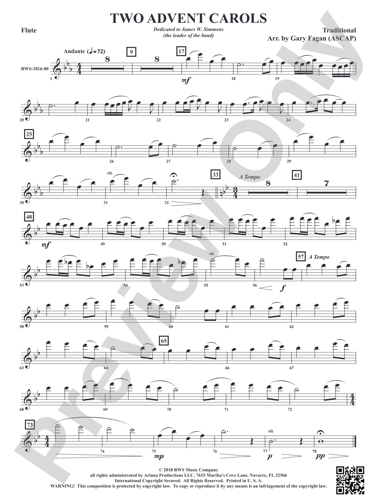 Two Advent Carols: 1st Flute