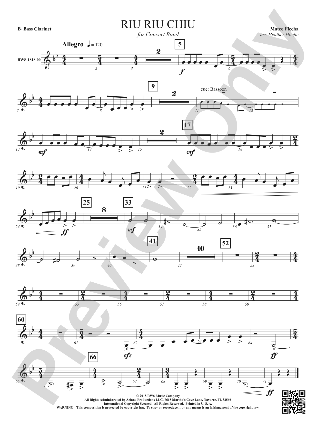 Riu Riu Chiu: B-flat Bass Clarinet