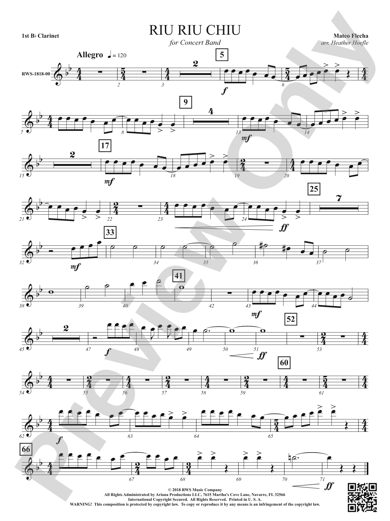 Riu Riu Chiu: 1st B-flat Clarinet