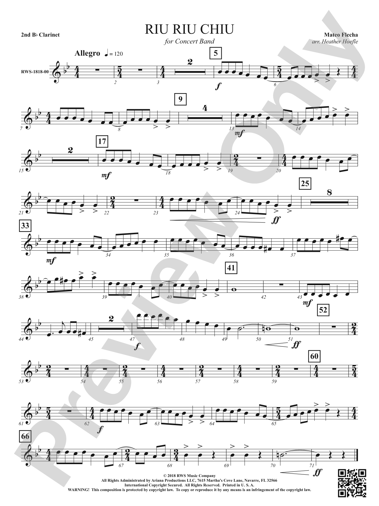 Riu Riu Chiu: 2nd B-flat Clarinet