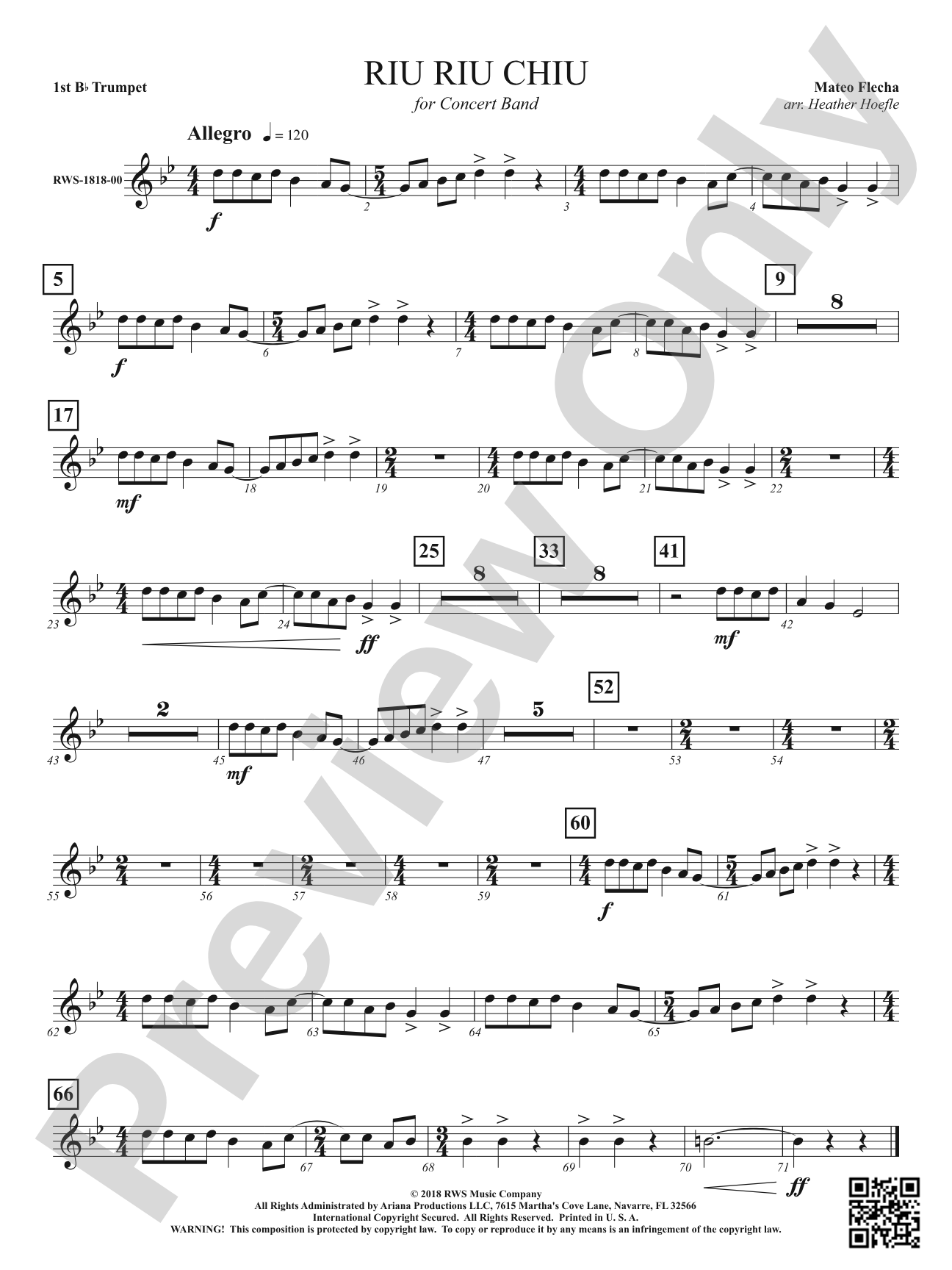 Riu Riu Chiu: 1st B-flat Trumpet