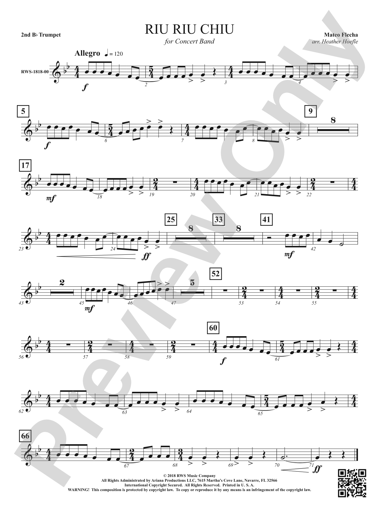 Riu Riu Chiu: 2nd B-flat Trumpet
