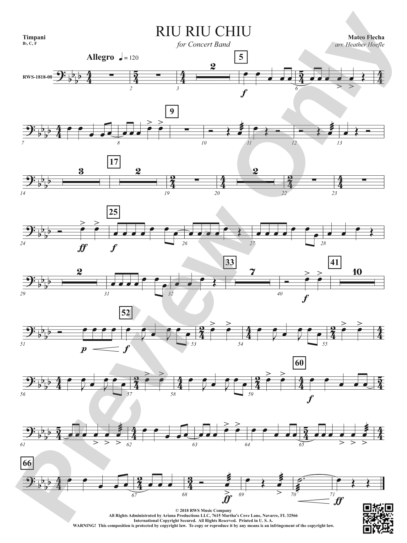 Riu Riu Chiu: Timpani