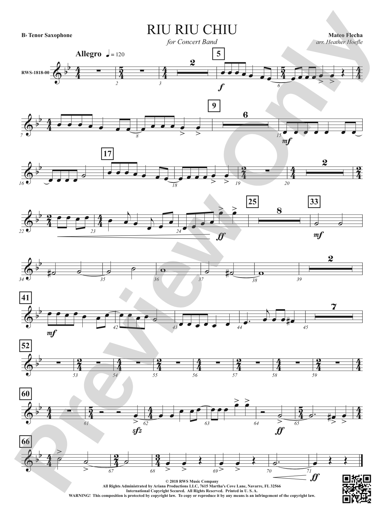 Riu Riu Chiu: B-flat Tenor Saxophone