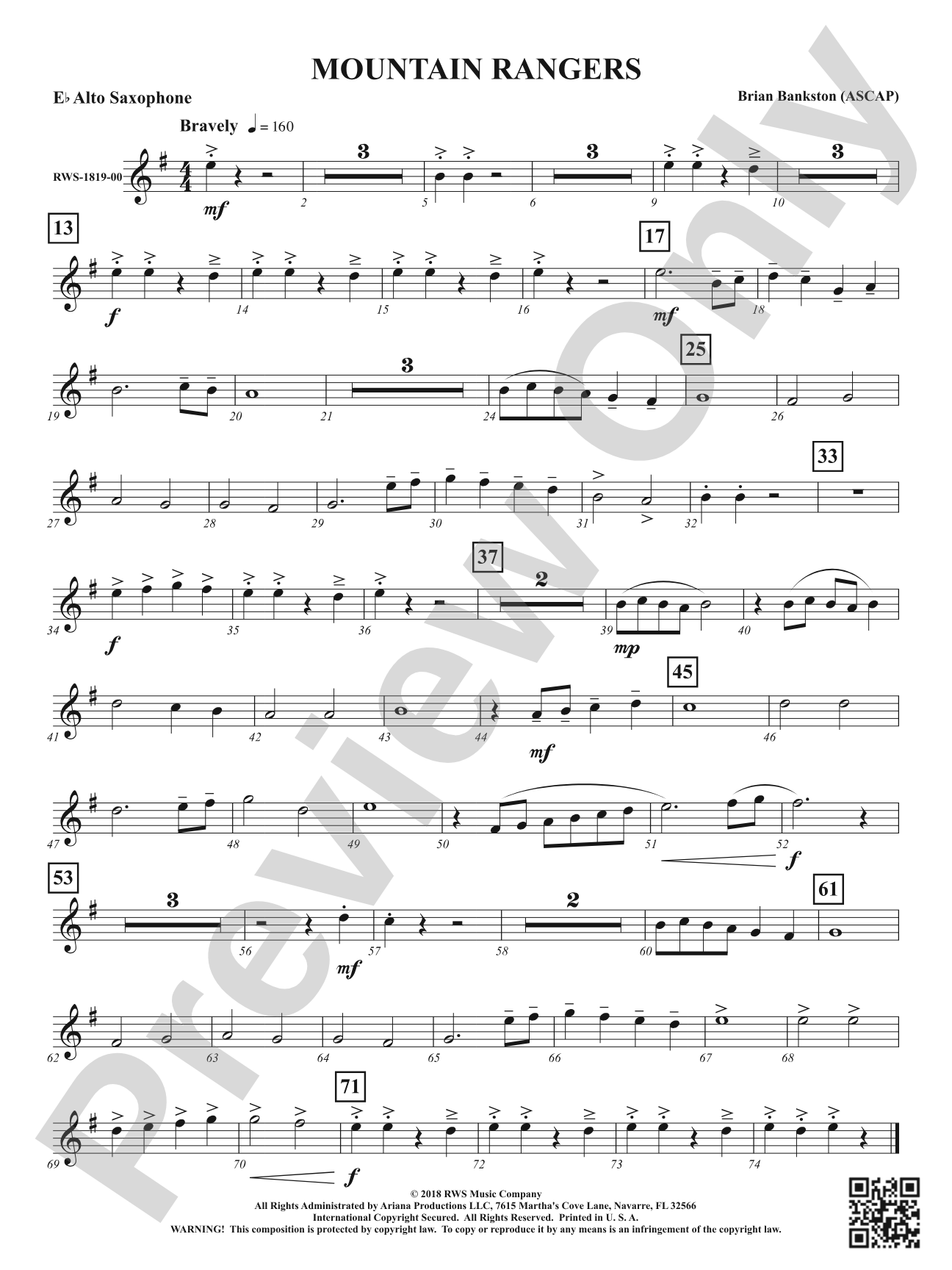Mountain Rangers: 1st E-flat Alto Saxophone