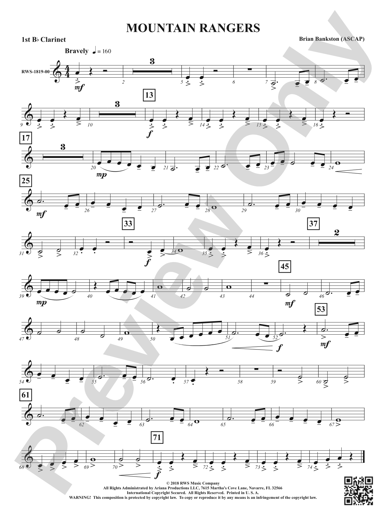 Mountain Rangers: 1st B-flat Clarinet
