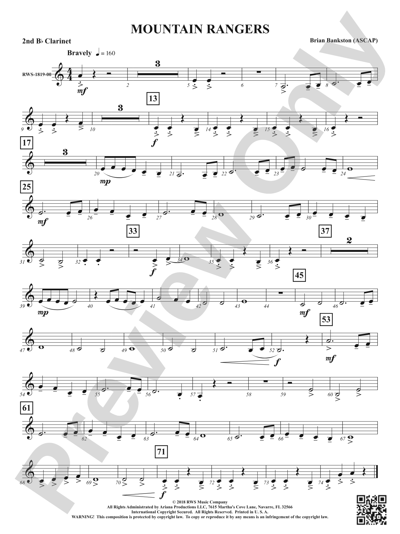 Mountain Rangers: 2nd B-flat Clarinet