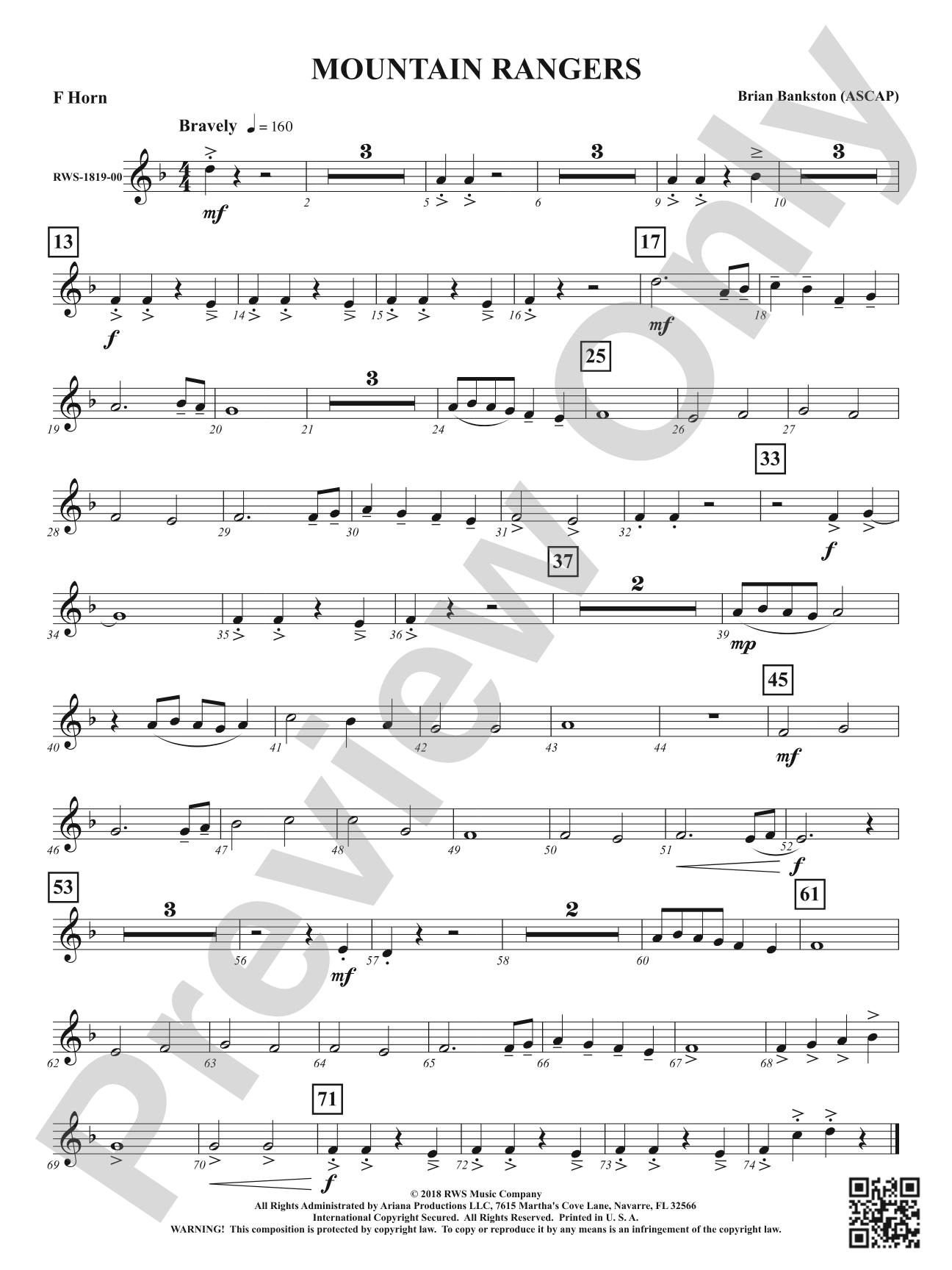 Mountain Rangers: 1st F Horn
