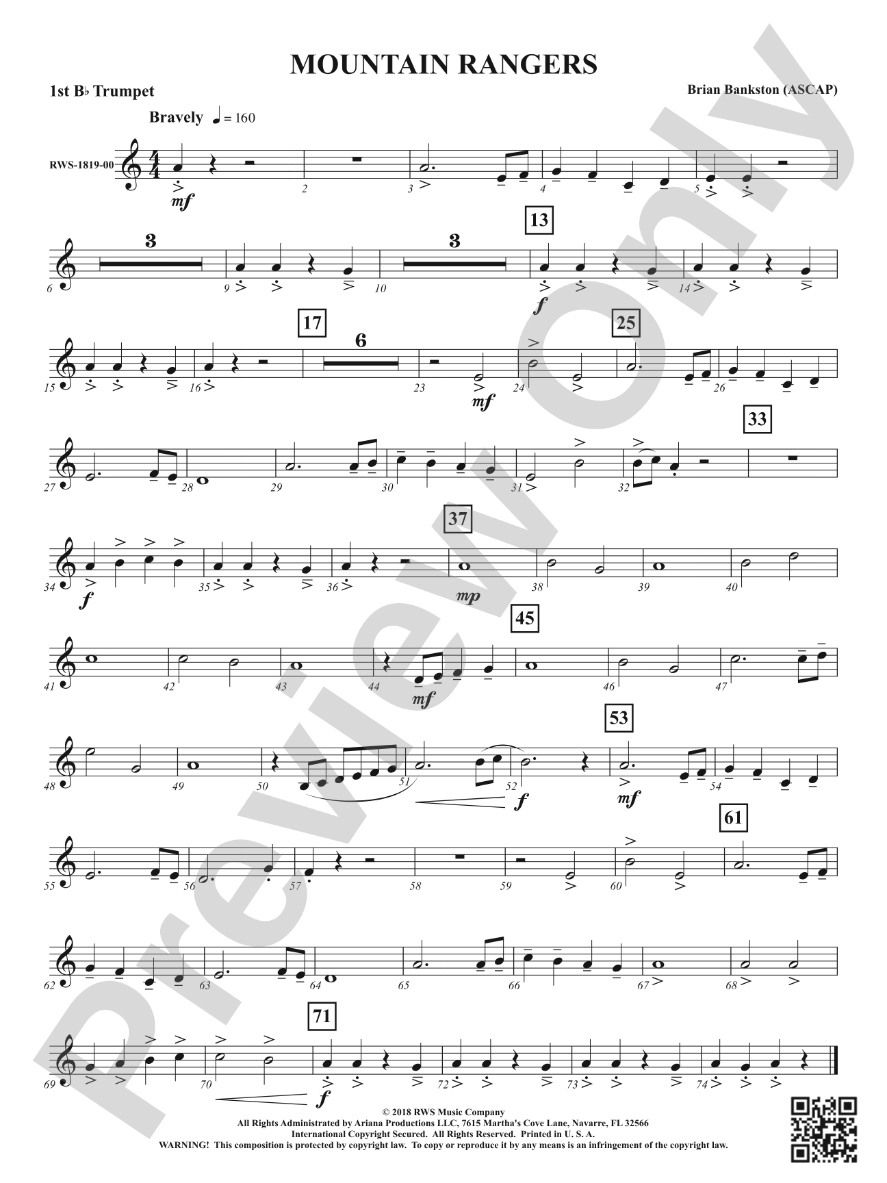 Mountain Rangers: 1st B-flat Trumpet