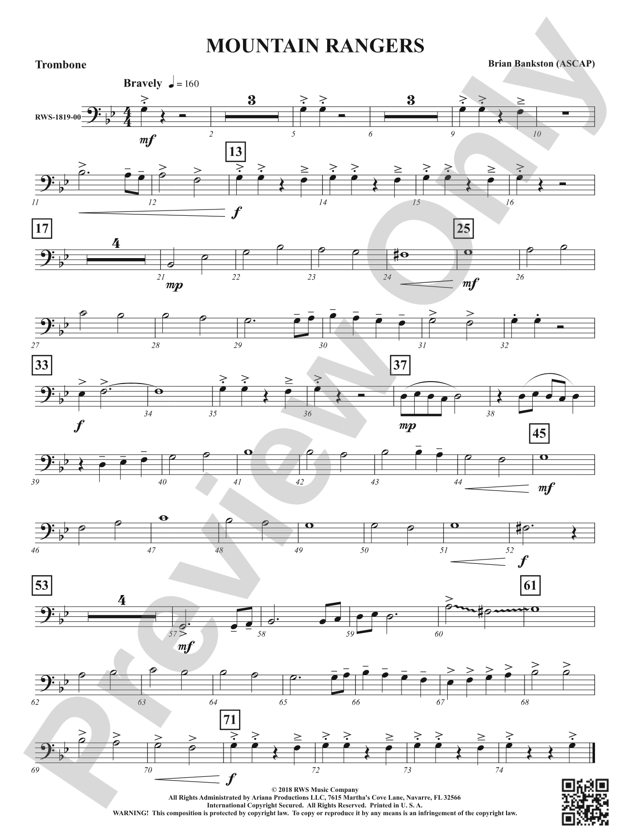 Mountain Rangers: 1st Trombone