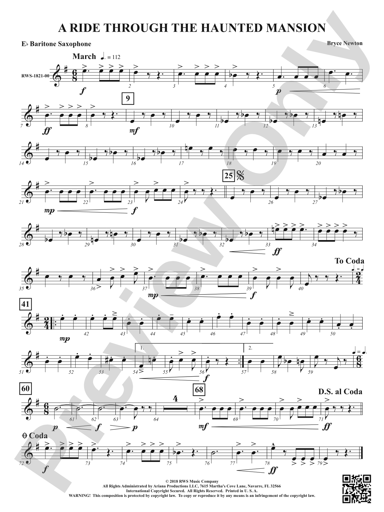A Ride Through the Haunted Mansion: E-flat Baritone Saxophone