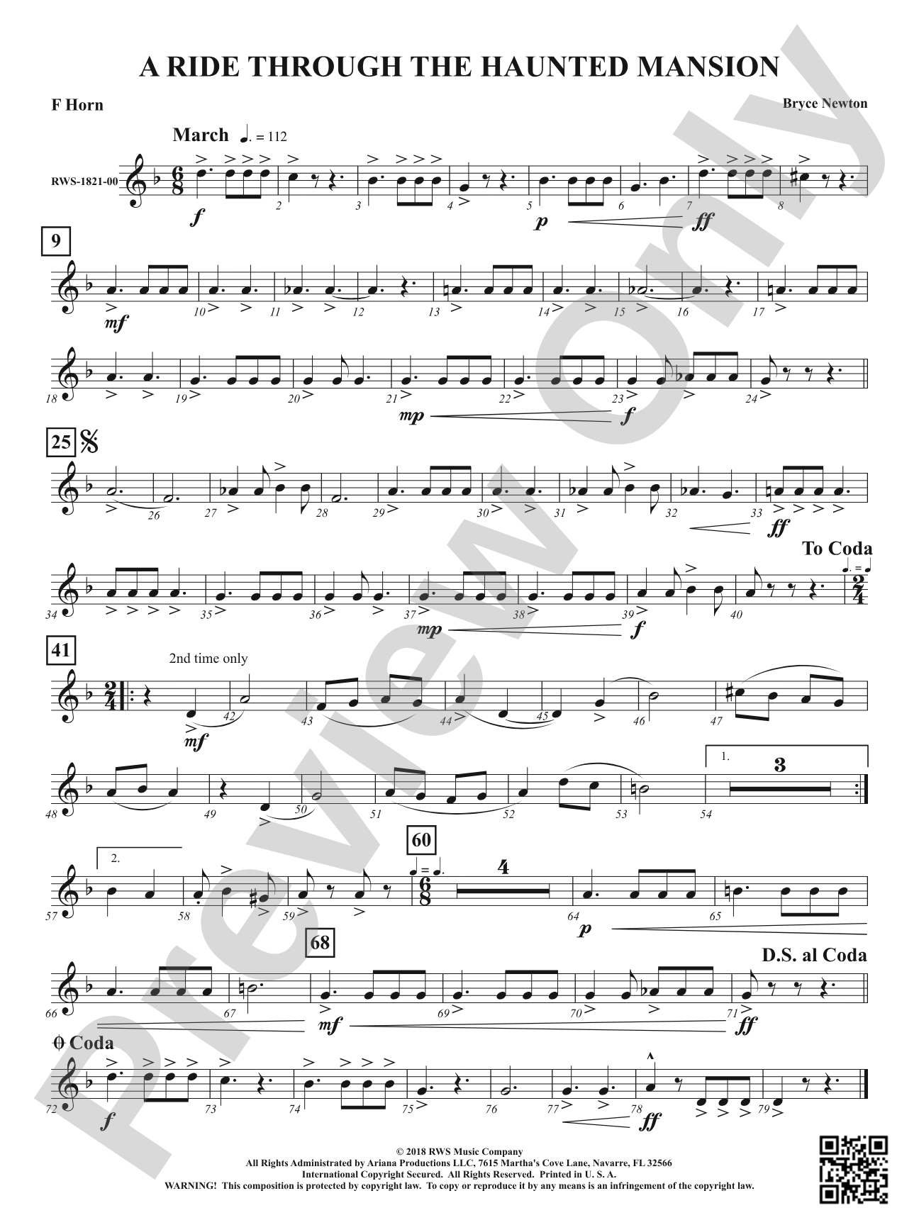 A Ride Through the Haunted Mansion: 1st F Horn