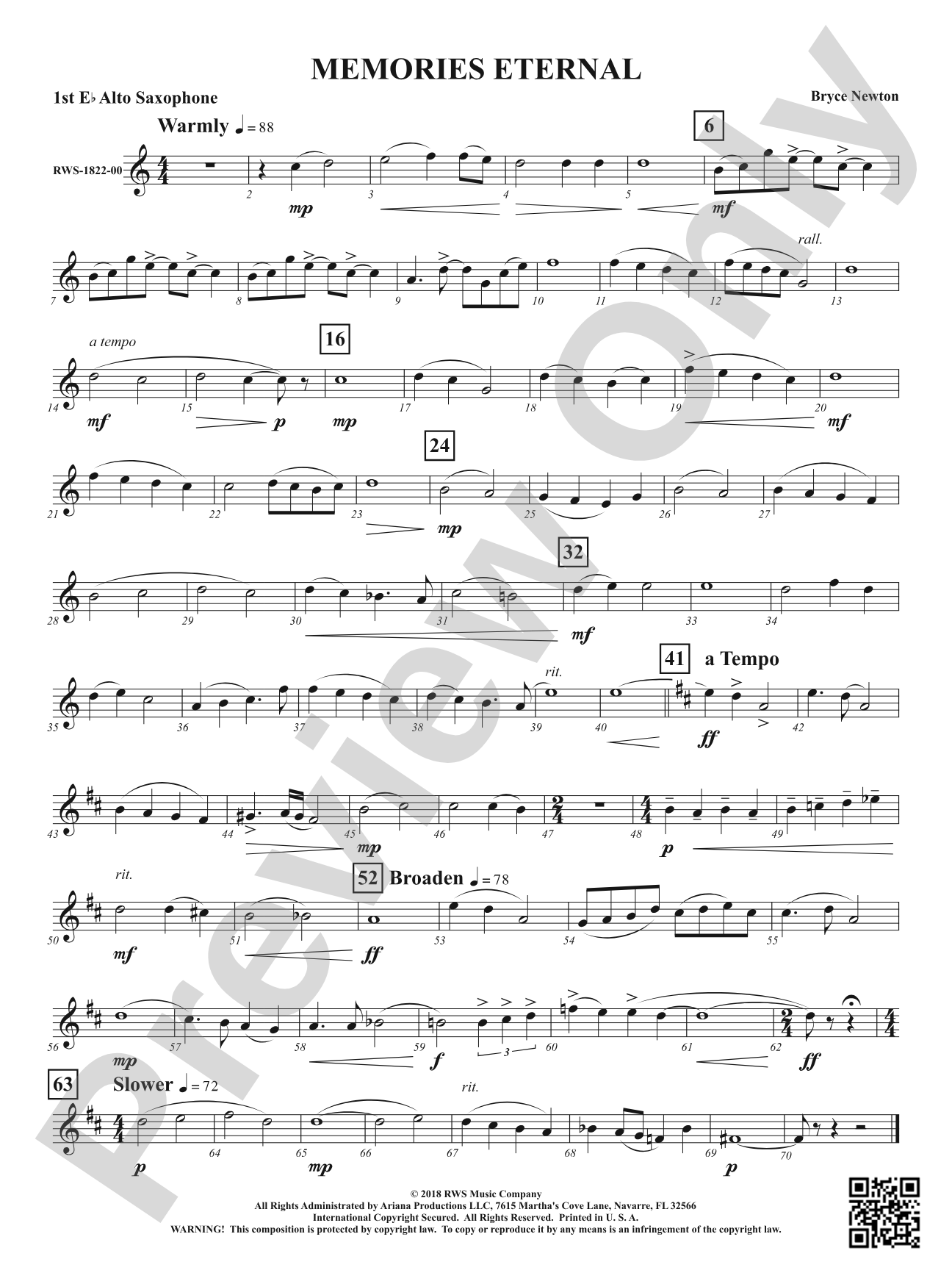 Memories Eternal: 1st E-flat Alto Saxophone