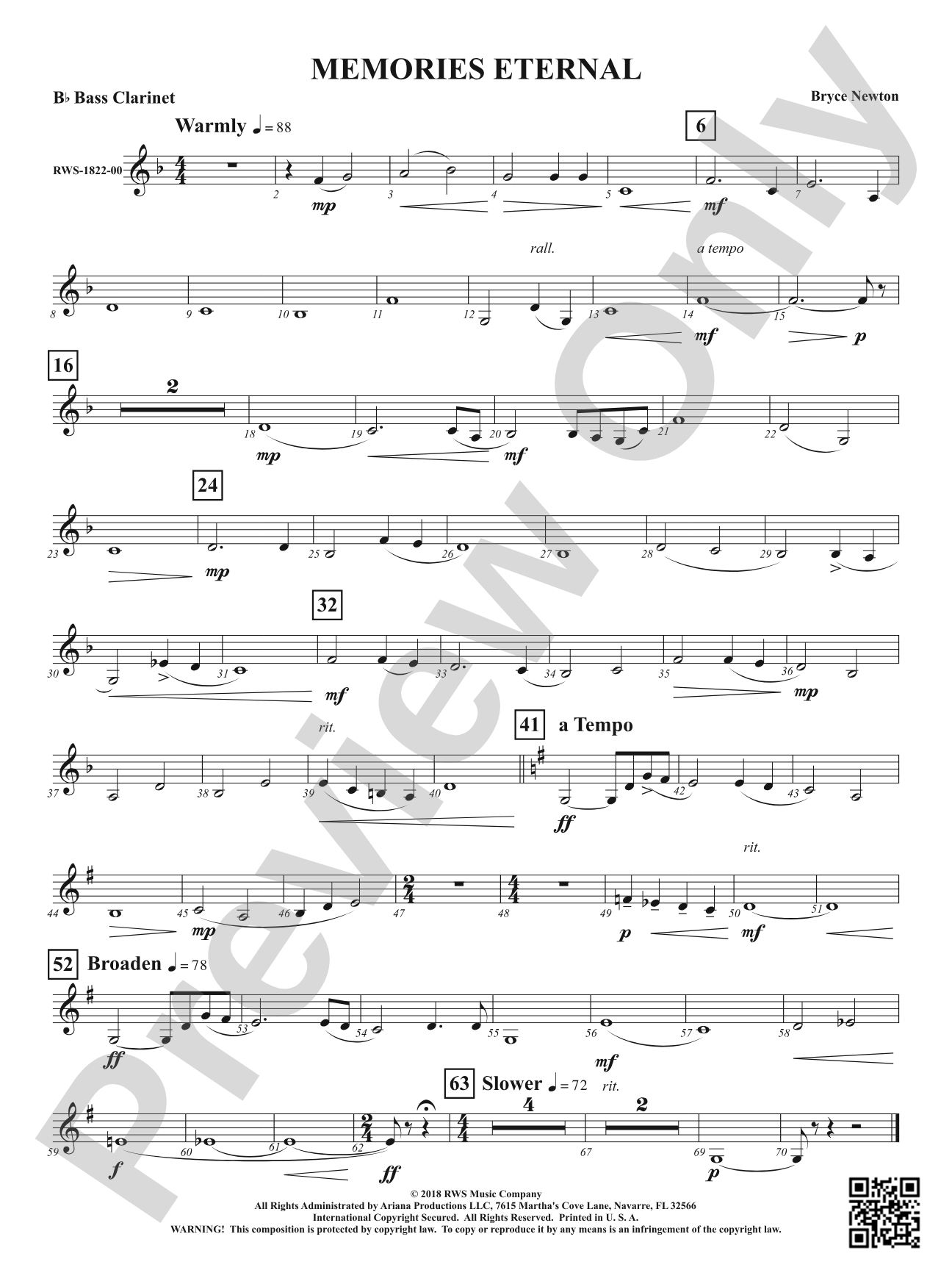 Memories Eternal: B-flat Bass Clarinet
