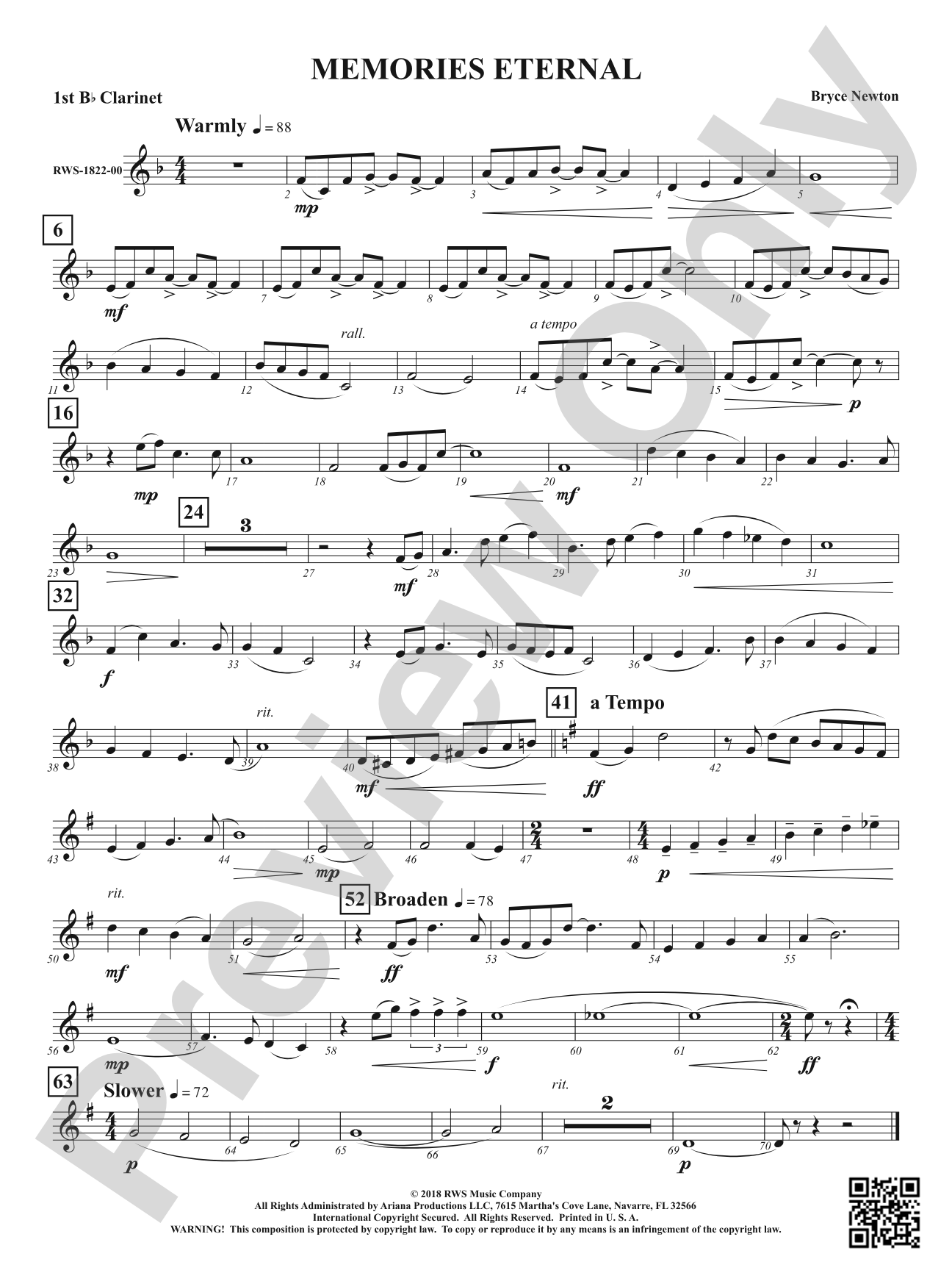 Memories Eternal: 1st B-flat Clarinet