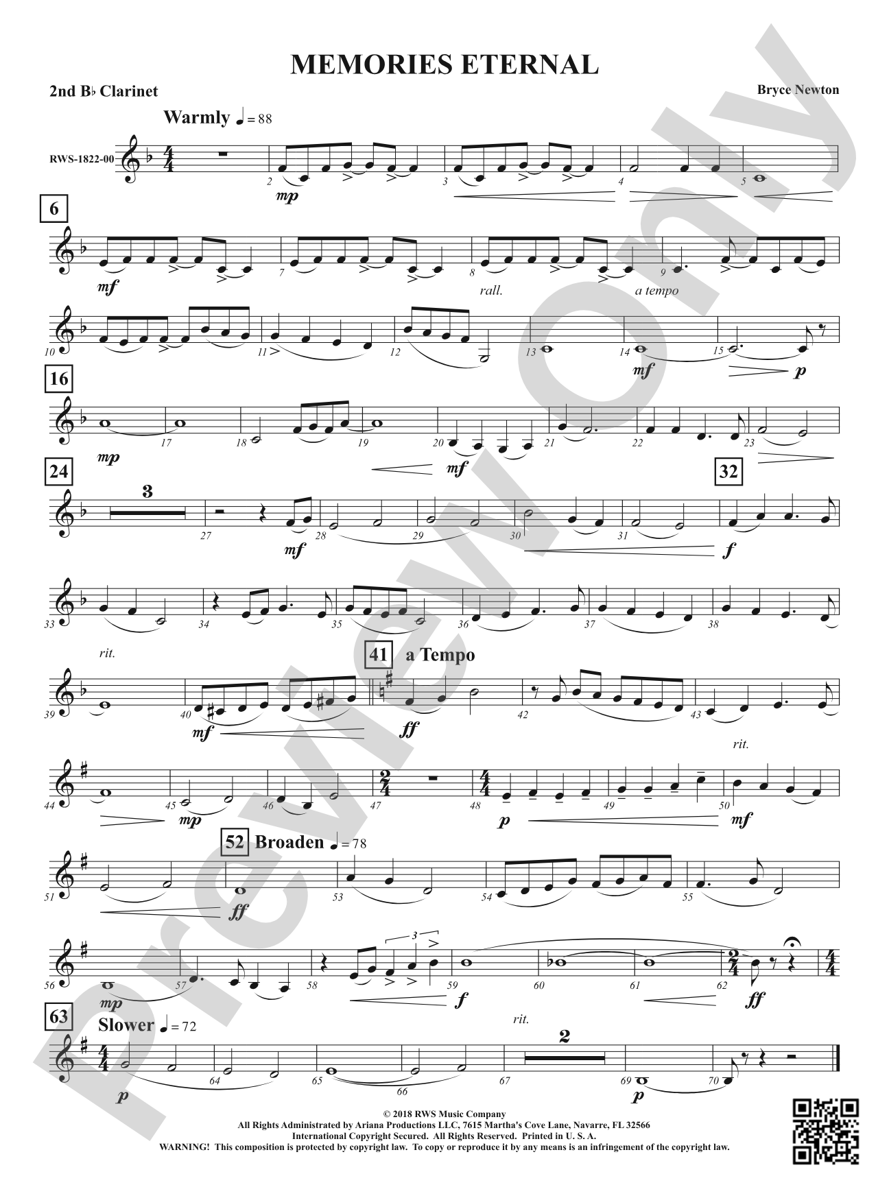 Memories Eternal: 2nd B-flat Clarinet