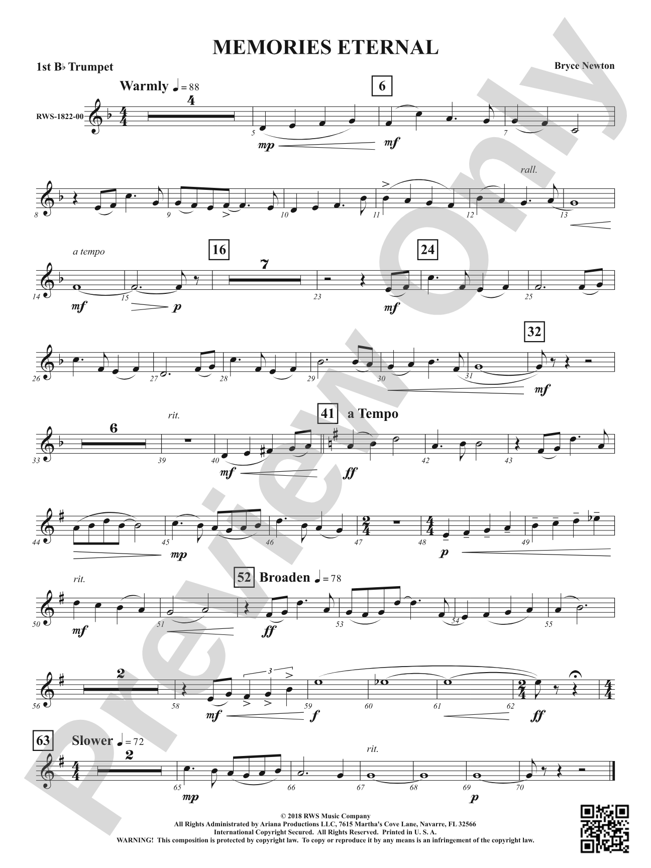 Memories Eternal: 1st B-flat Trumpet