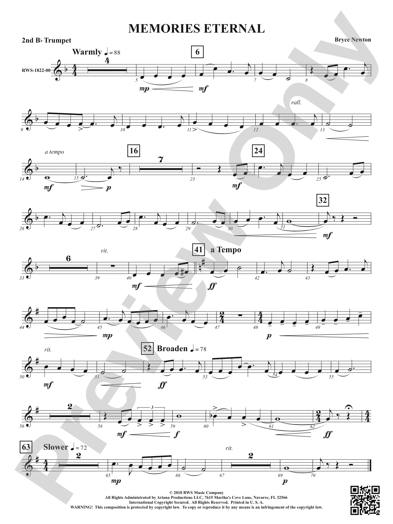 Memories Eternal: 2nd B-flat Trumpet
