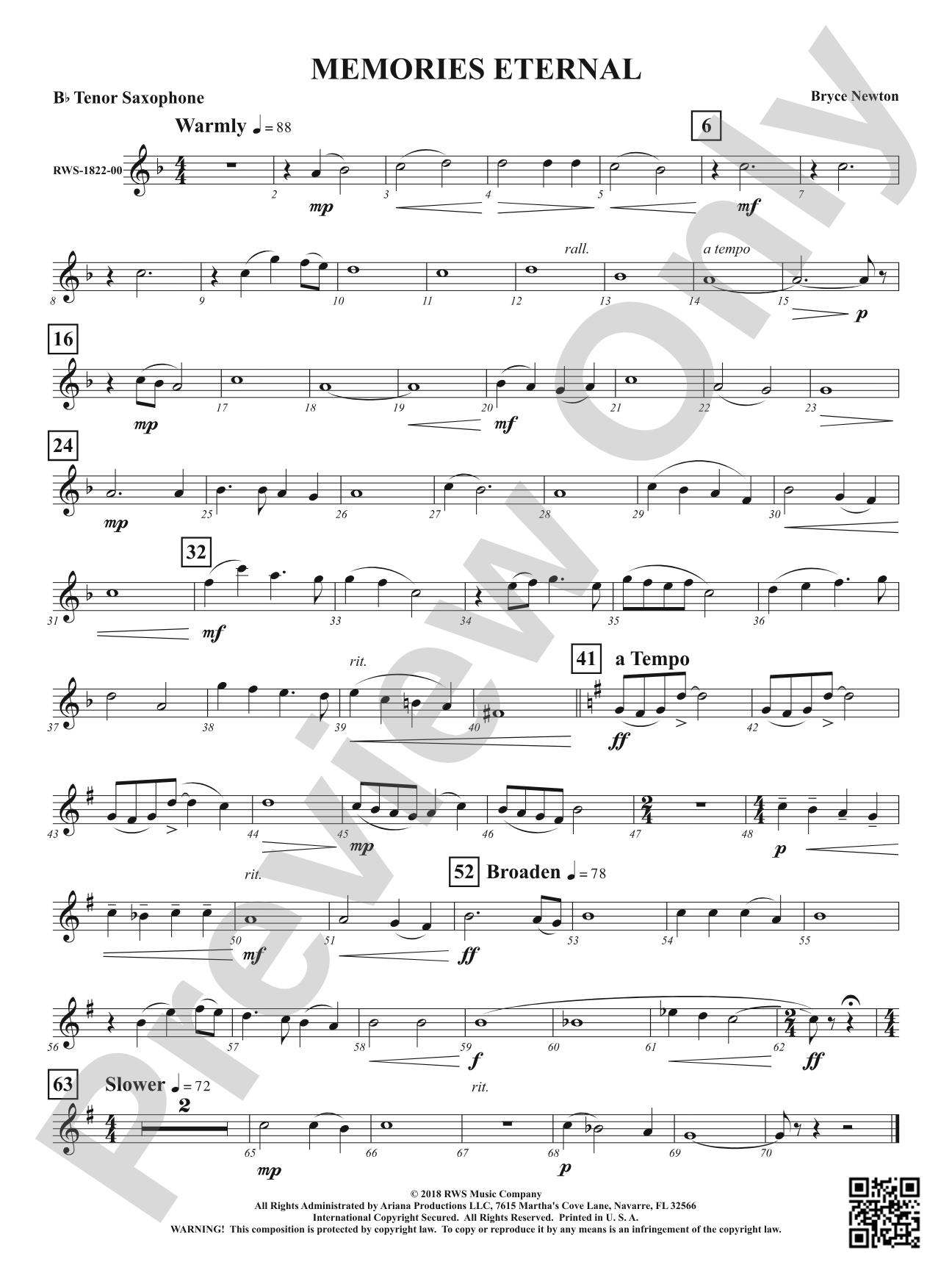 Memories Eternal: B-flat Tenor Saxophone