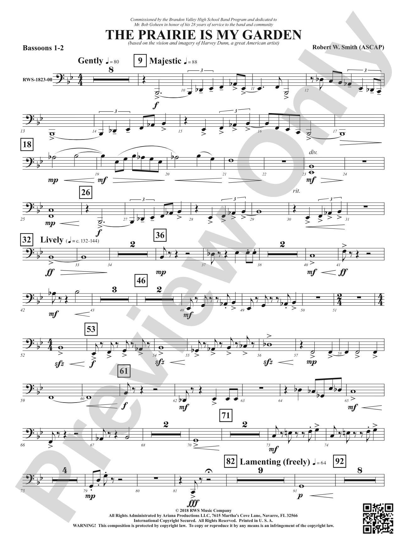 The Prairie Is My Garden - Based on the Vision and Imagery of Harvey Dunn, a Great American Artist: 1st & 2nd Bassoon