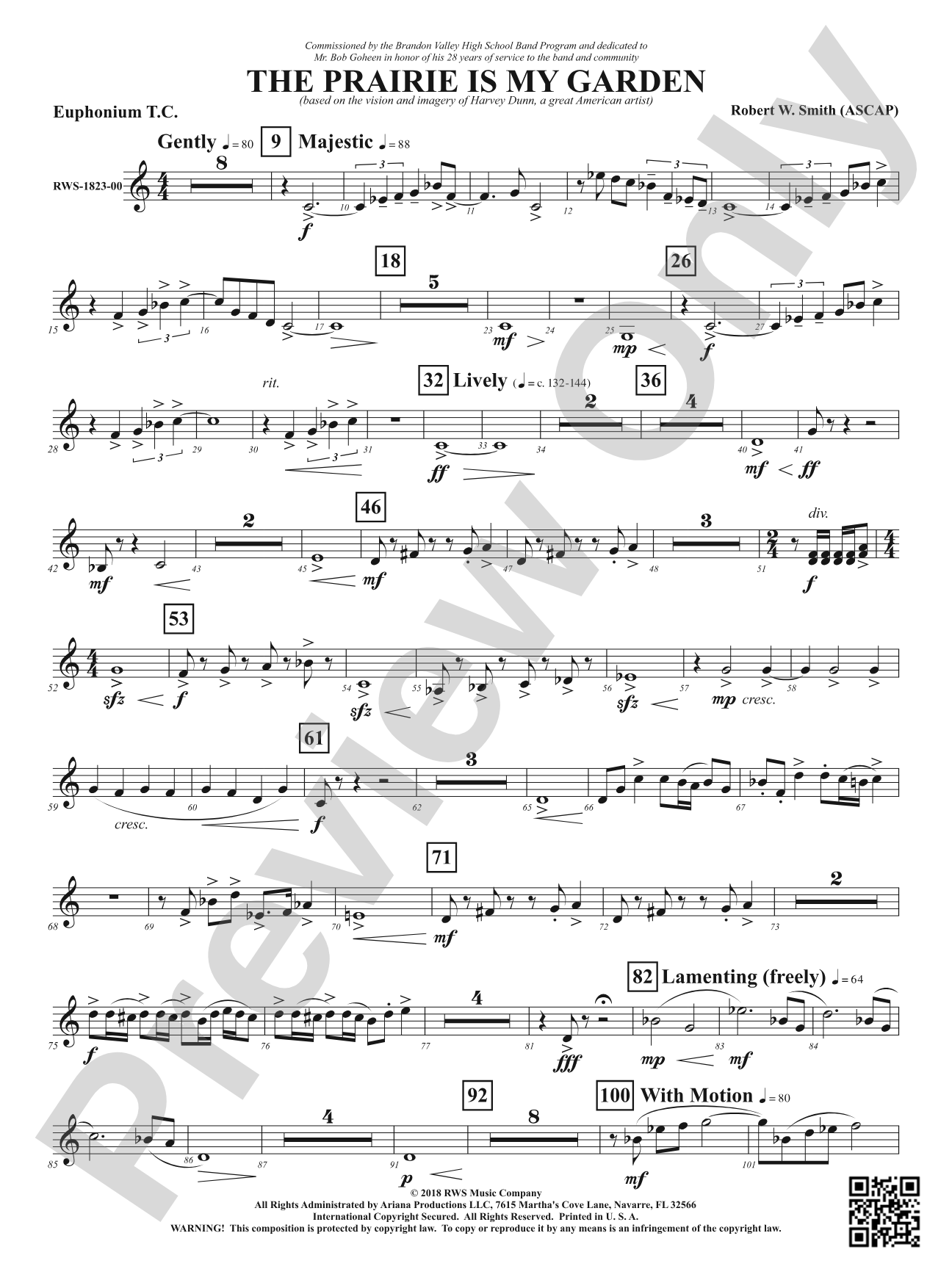 The Prairie Is My Garden - Based on the Vision and Imagery of Harvey Dunn, a Great American Artist: Baritone T.C.