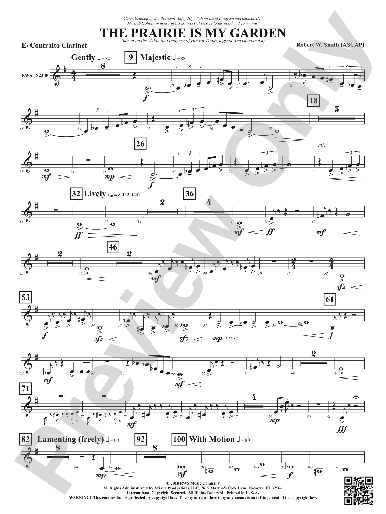 The Prairie Is My Garden - Based on the Vision and Imagery of Harvey Dunn, a Great American Artist: E-flat Contra-Alto Clarinet