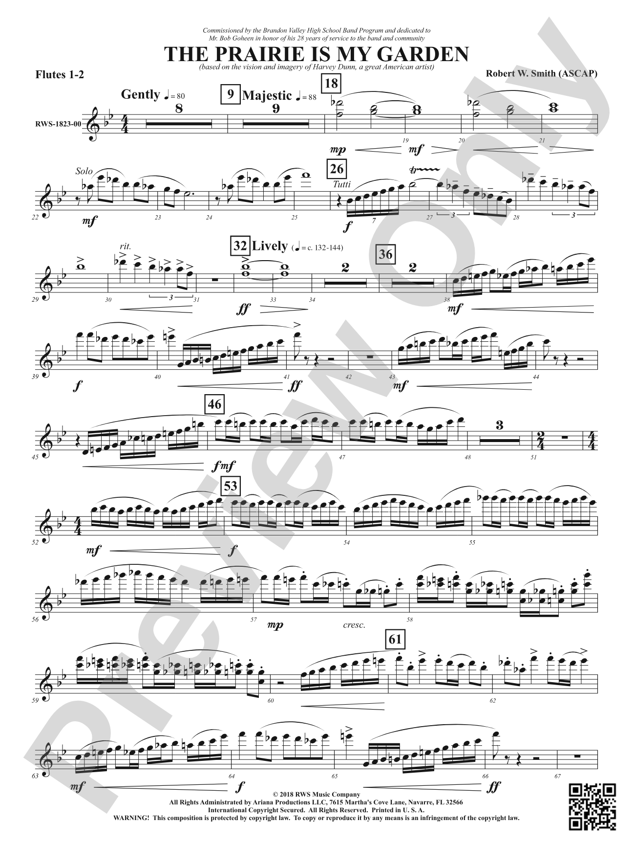 The Prairie Is My Garden - Based on the Vision and Imagery of Harvey Dunn, a Great American Artist: 1st & 2nd Flute