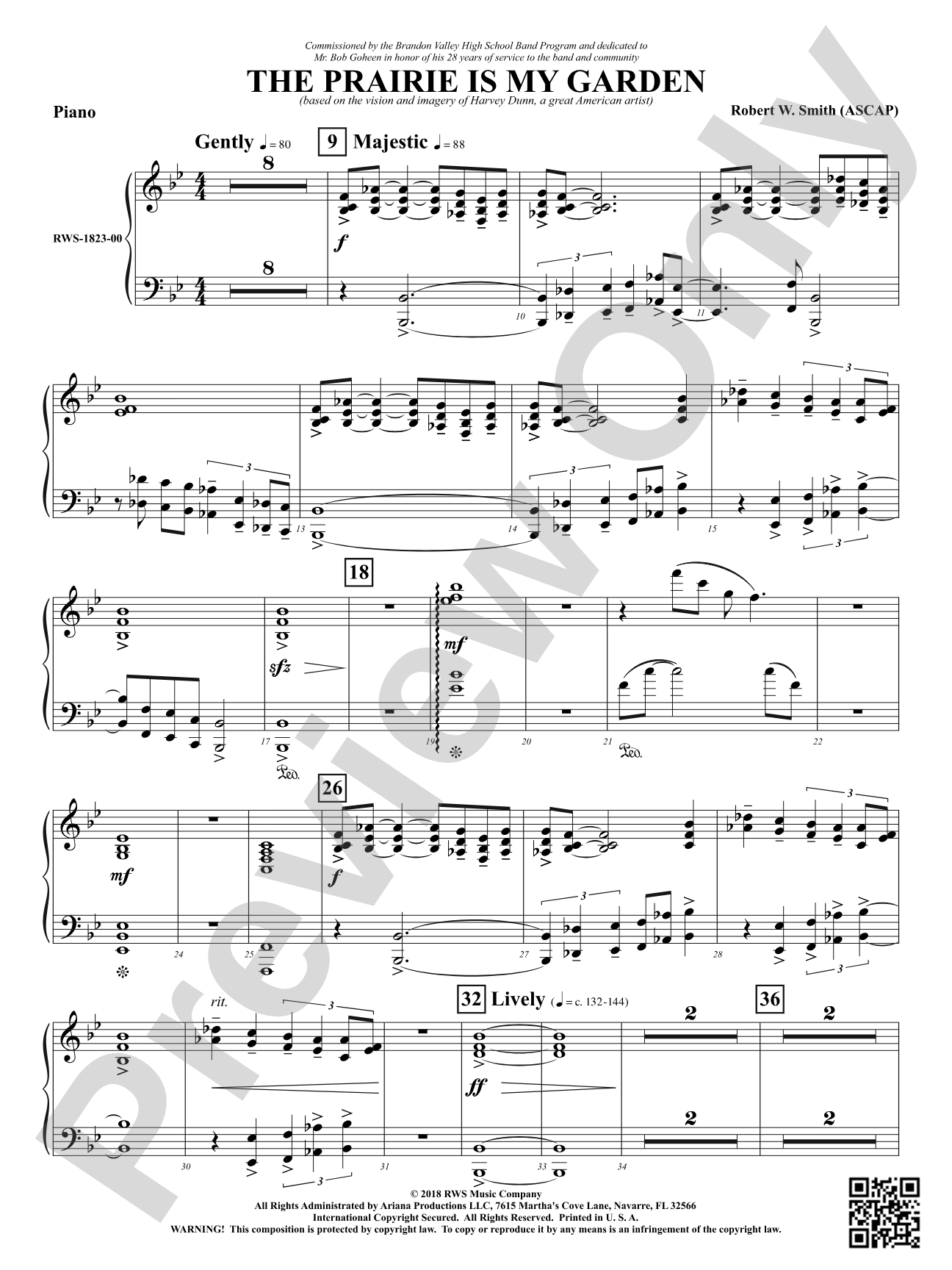 The Prairie Is My Garden - Based on the Vision and Imagery of Harvey Dunn, a Great American Artist: Piano