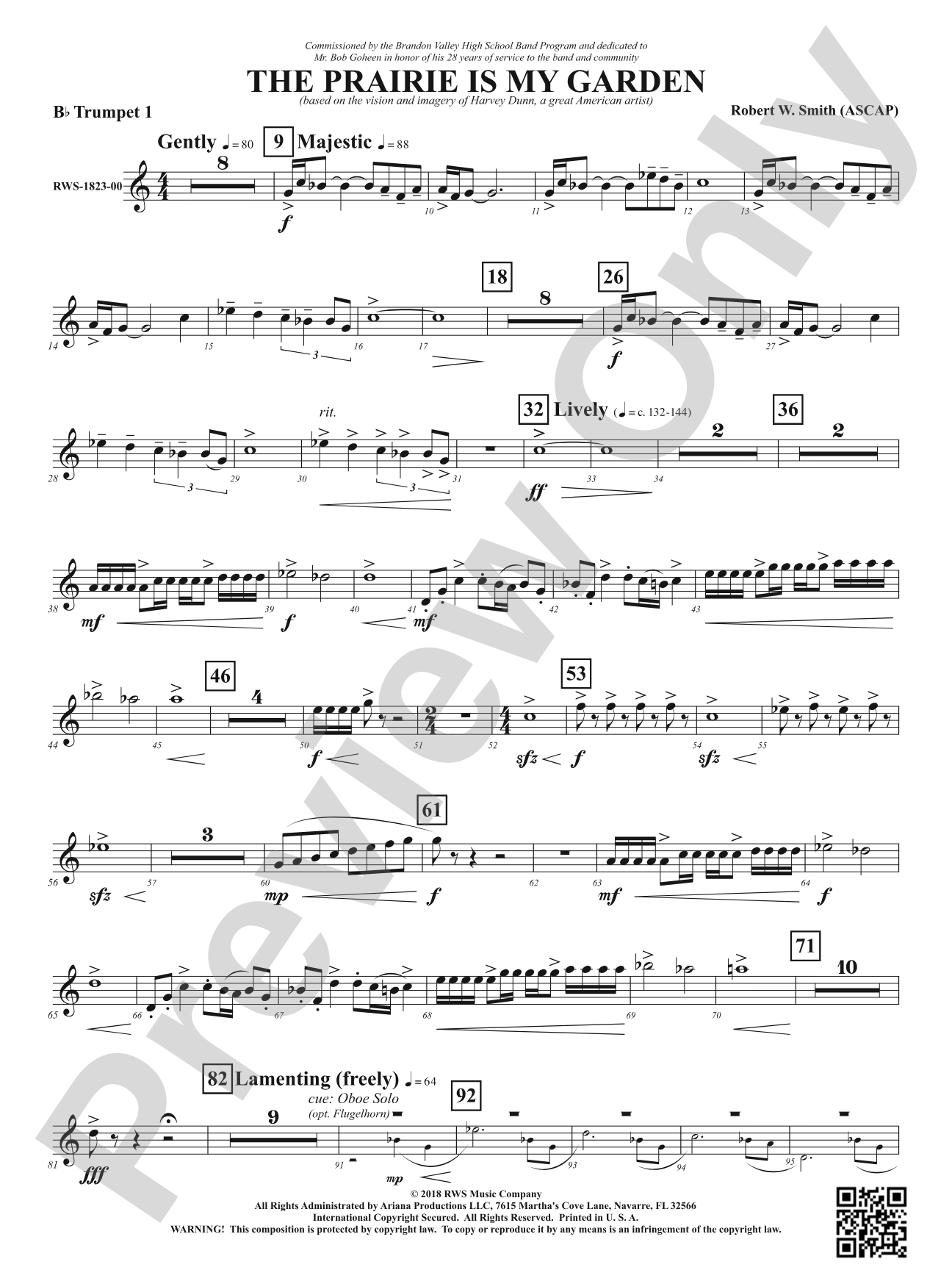 The Prairie Is My Garden - Based on the Vision and Imagery of Harvey Dunn, a Great American Artist: 1st B-flat Trumpet