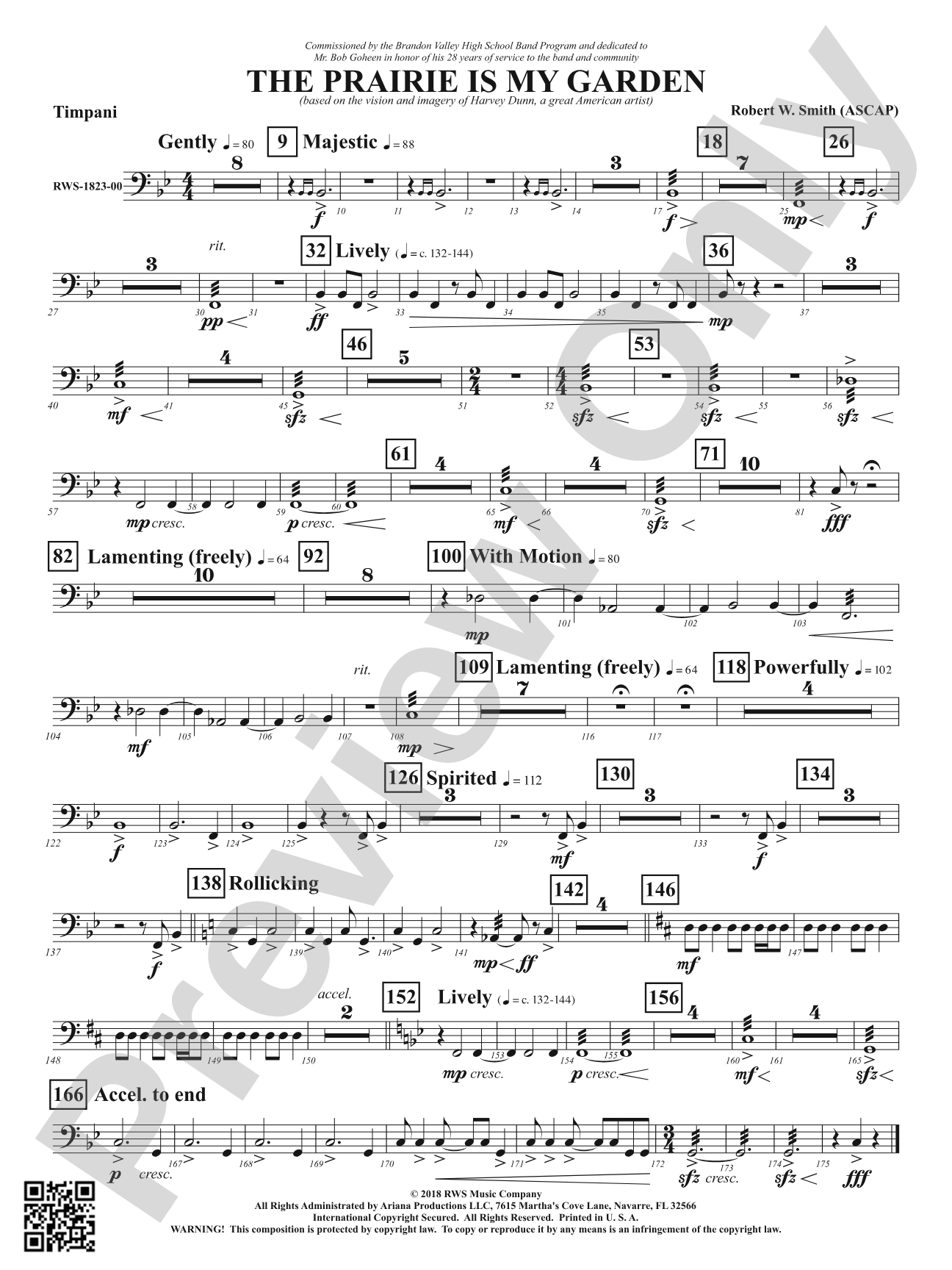 The Prairie Is My Garden - Based on the Vision and Imagery of Harvey Dunn, a Great American Artist: Timpani