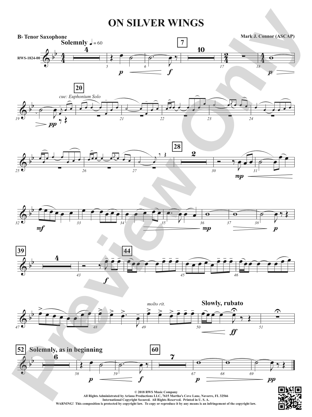 On Silver Wings: B-flat Tenor Saxophone