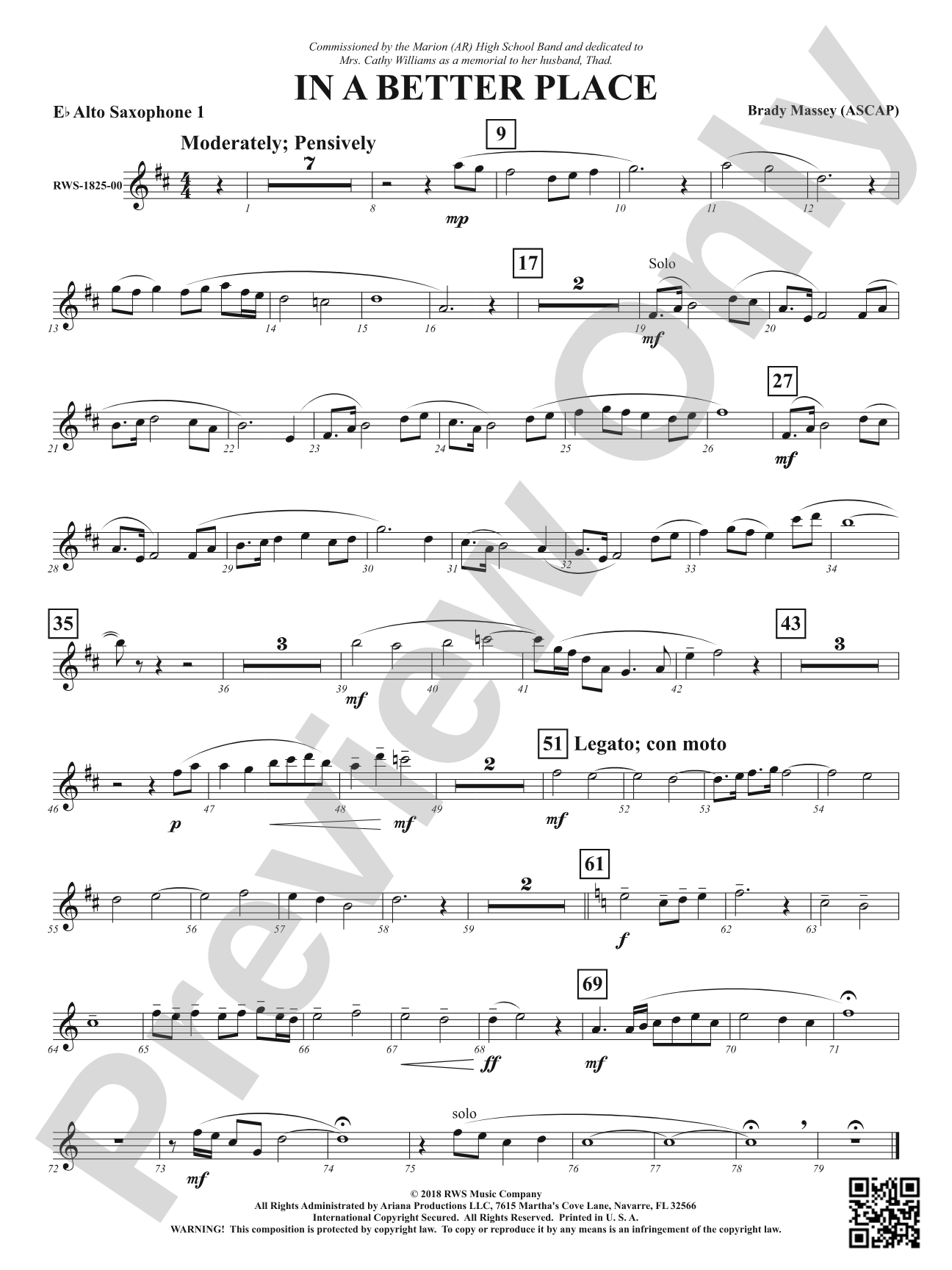 In A Better Place: 1st E-flat Alto Saxophone