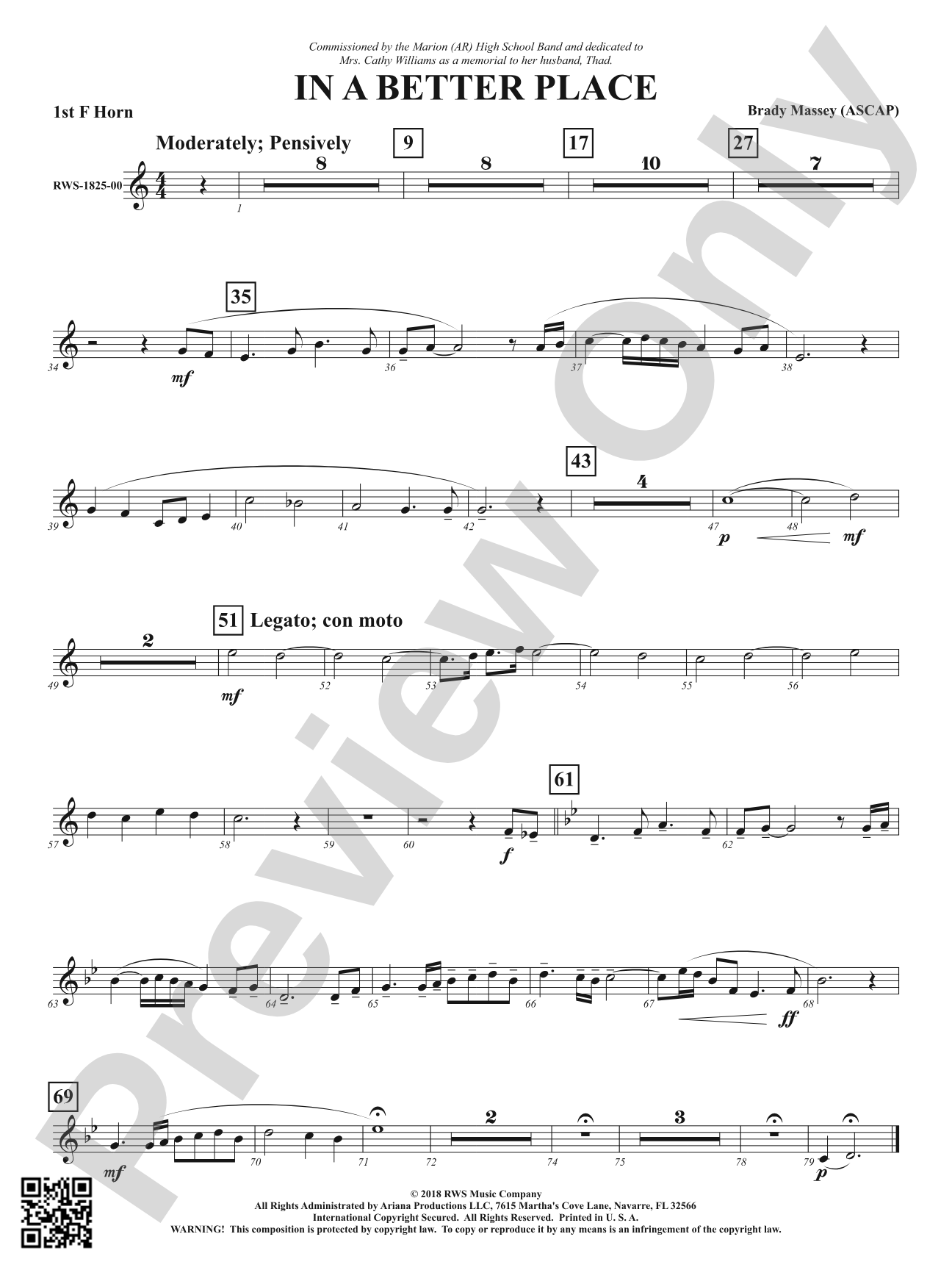 In A Better Place: 1st F Horn