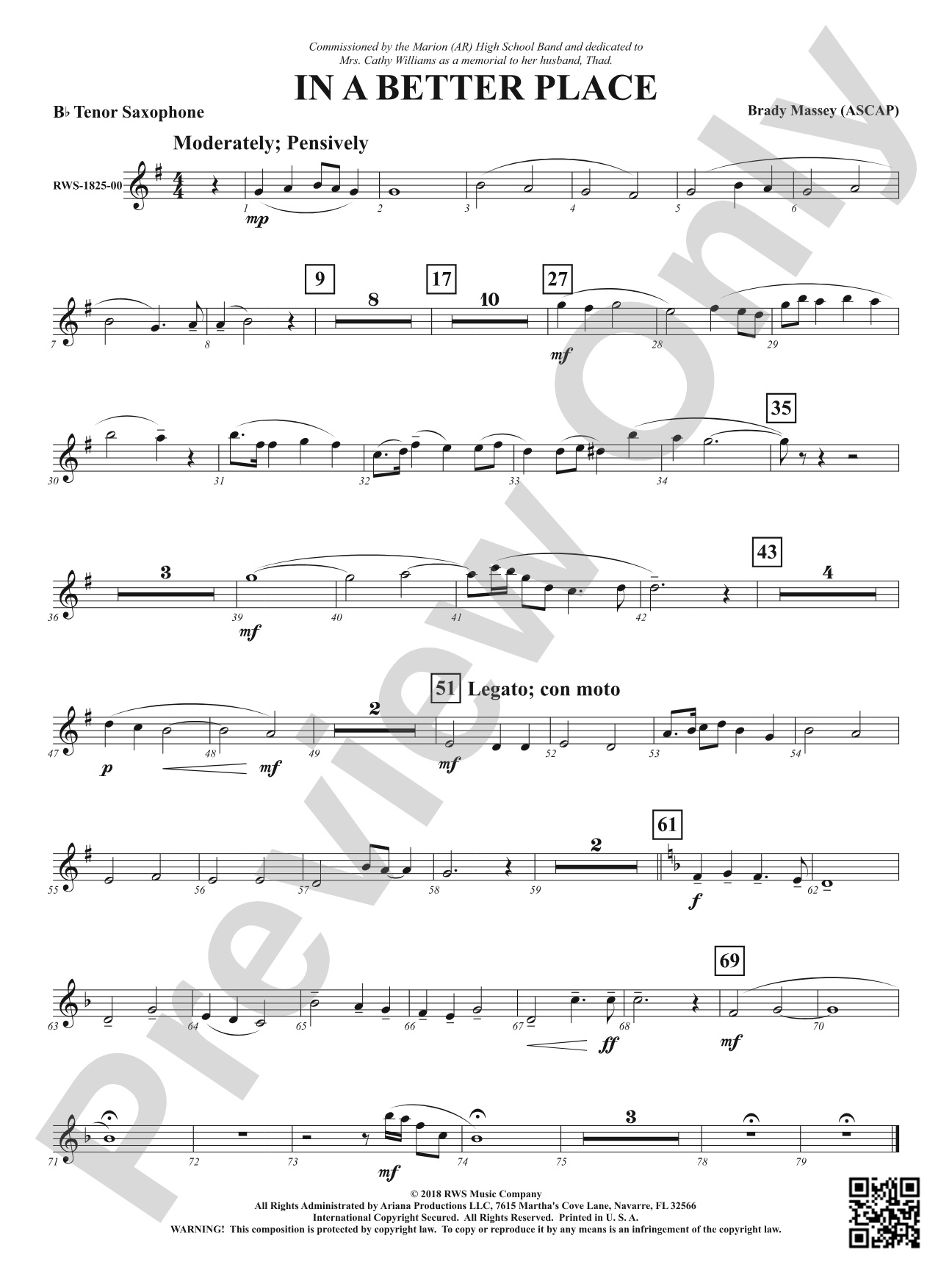In A Better Place: B-flat Tenor Saxophone