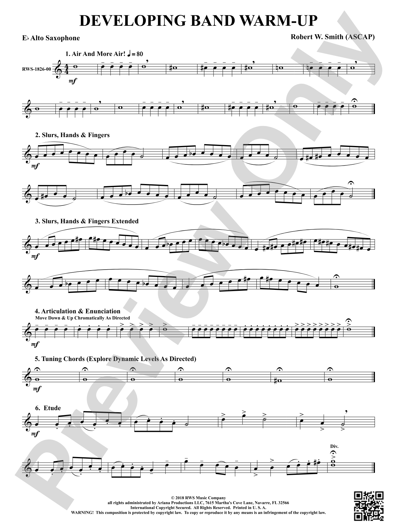 Developing Band Warm-Up: 1st E-flat Alto Saxophone