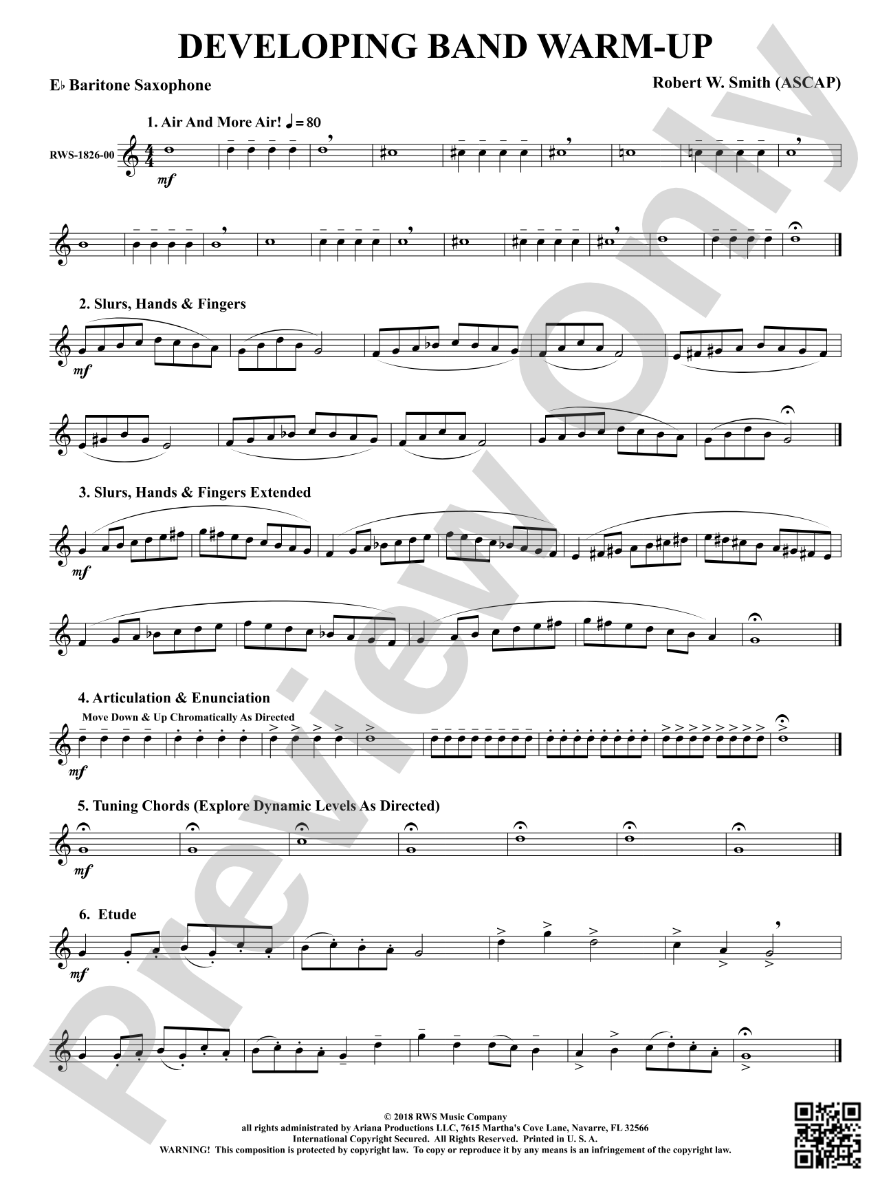 Developing Band Warm-Up: E-flat Baritone Saxophone