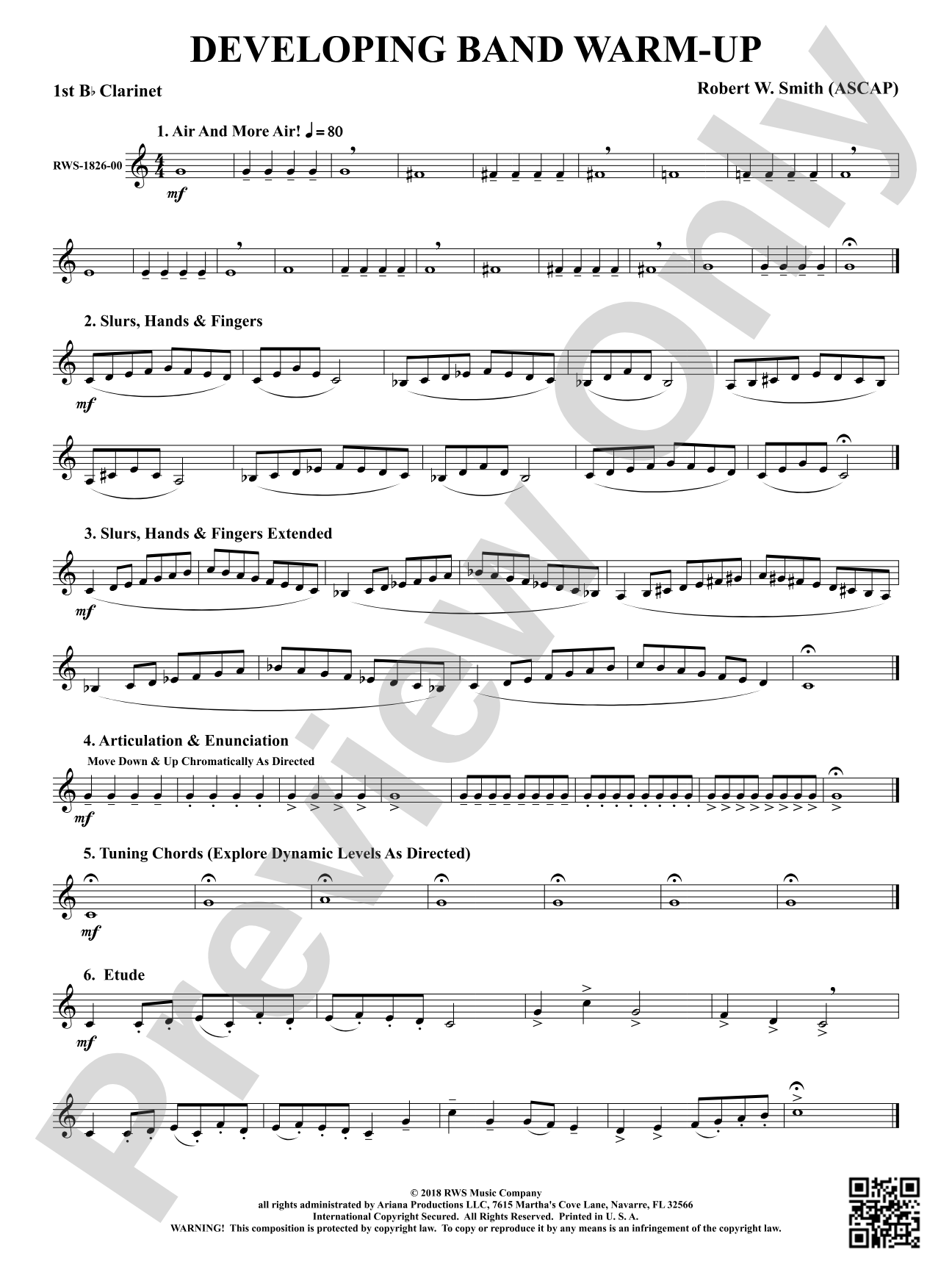 Developing Band Warm-Up: 1st B-flat Clarinet