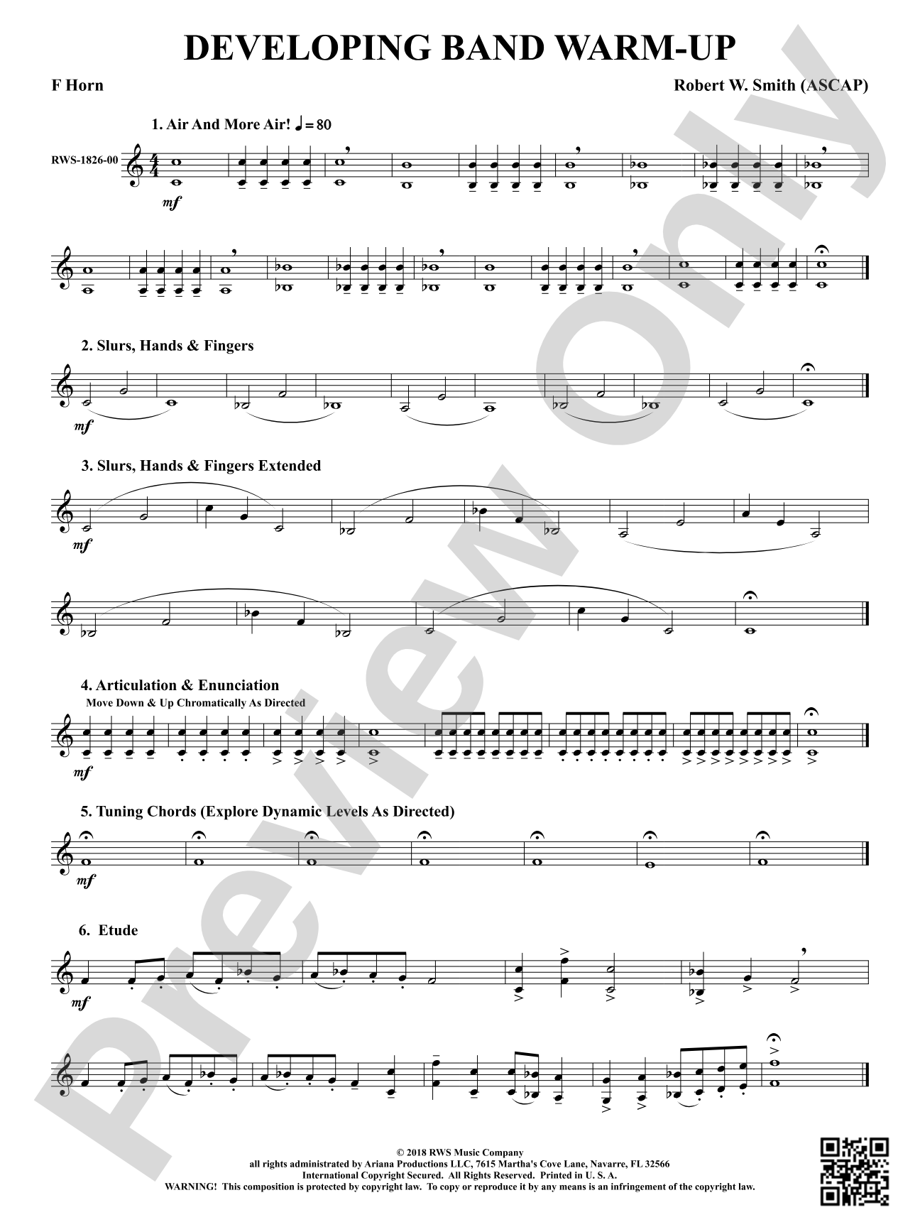 Developing Band Warm-Up: 1st F Horn