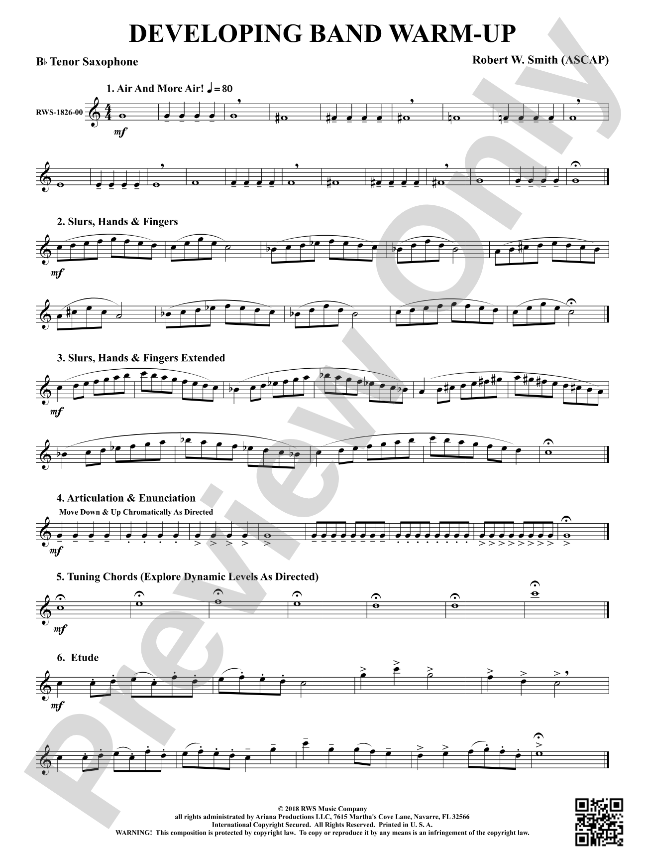 Developing Band Warm-Up: B-flat Tenor Saxophone