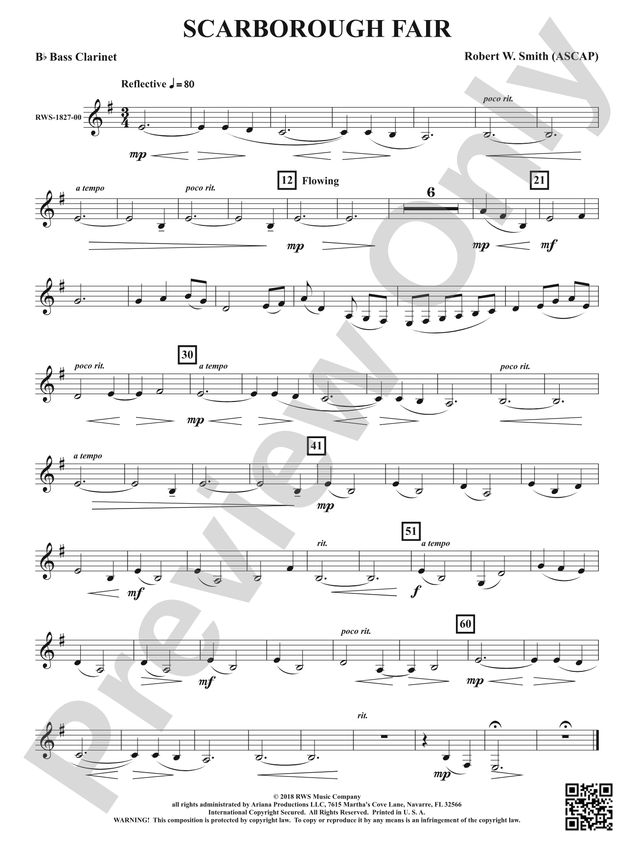 Scarborough Fair: B-flat Bass Clarinet